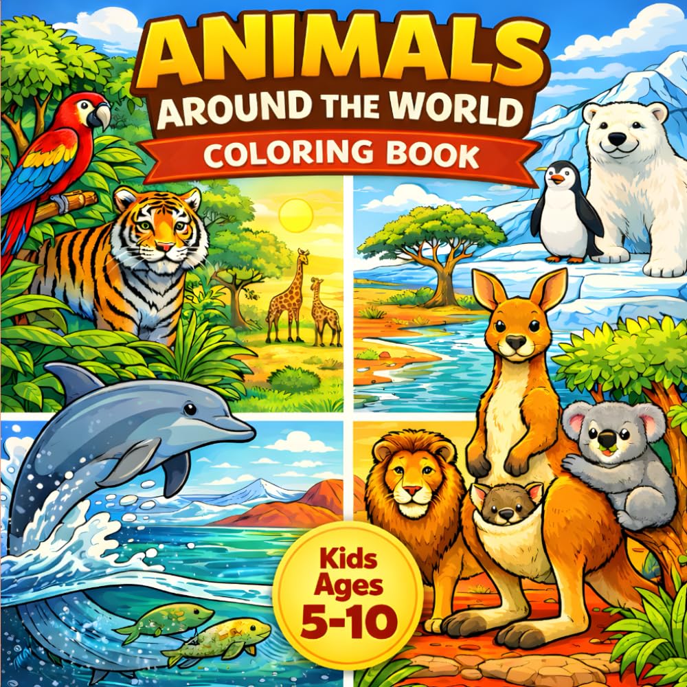 Animal Coloring Book for Kids: Animals Around the World: Cute and Fun Animal Coloring Pages from Around the World (World of Coloring)
