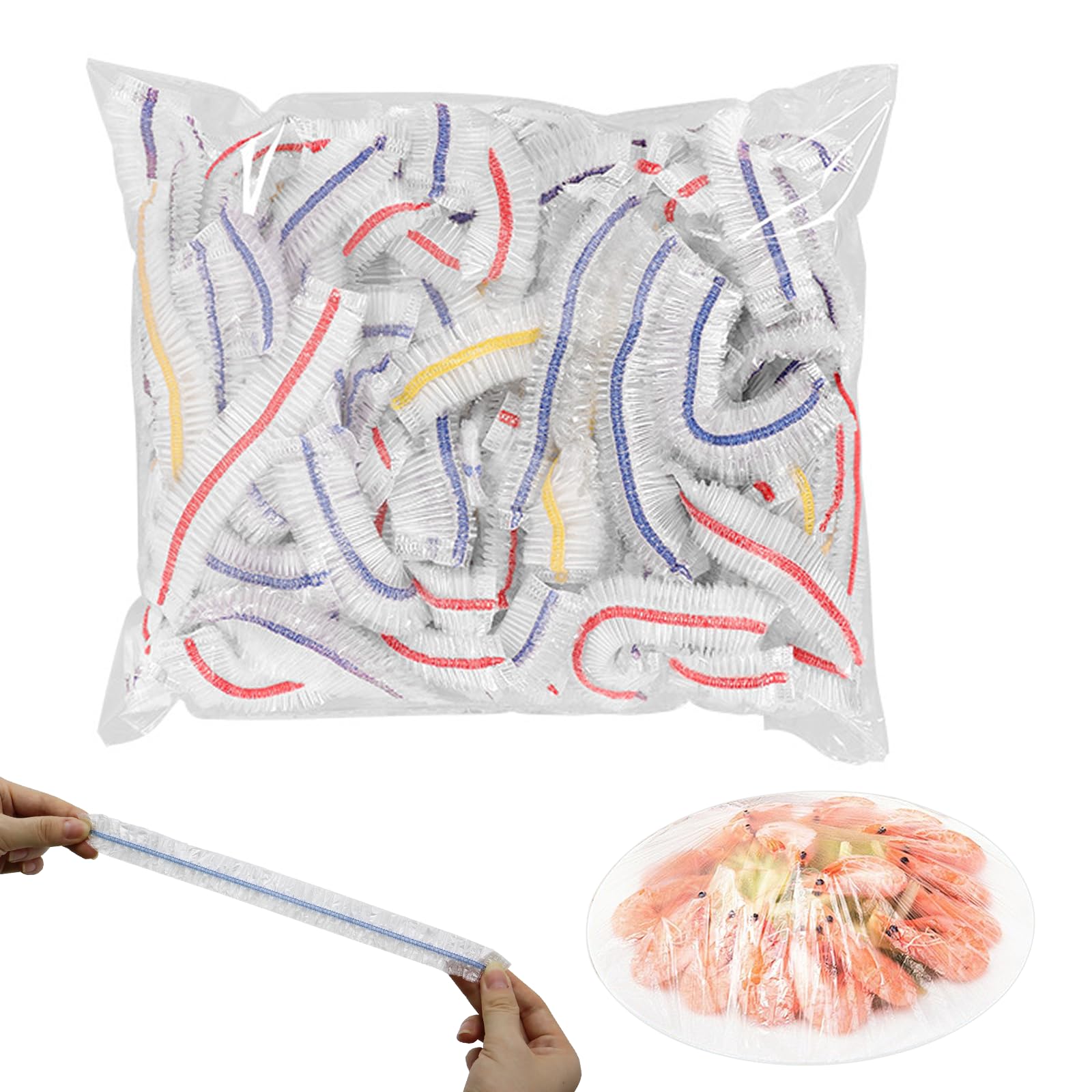 300 Pcs Fresh Keeping Bags,Elastic Plastic Bowl Lids,Cling Film Bag,Food Covers Plastic Stretch,Elastic Storage Cover for Vegetable Fruit Meat Food Preservation Fridge Freezer