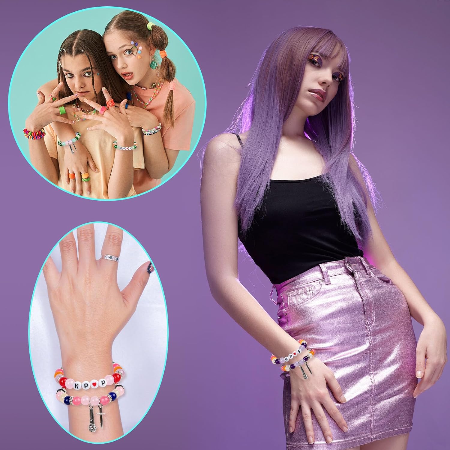 6Pcs Korea-pop Demon H Bracelets Merch Friendship Beaded Bracelets K-Pop Fan Stuff for Girls Concert Outfits Birthday Party Favors Accessories