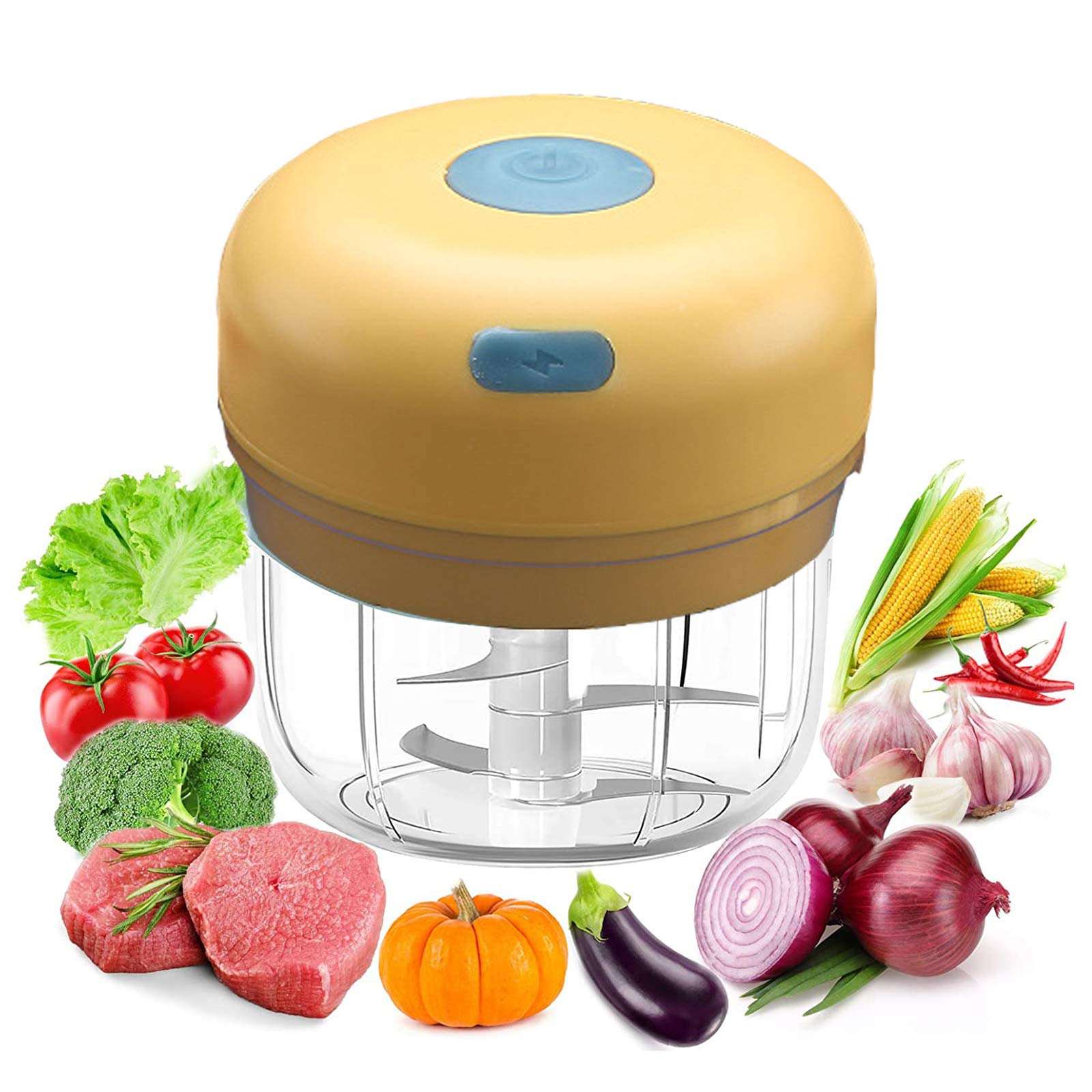 Hachoir à Ail Électrique Mini USB - Broyeur Aliments Portable 3 Lames Inox Pour Légumes Et Gingembre