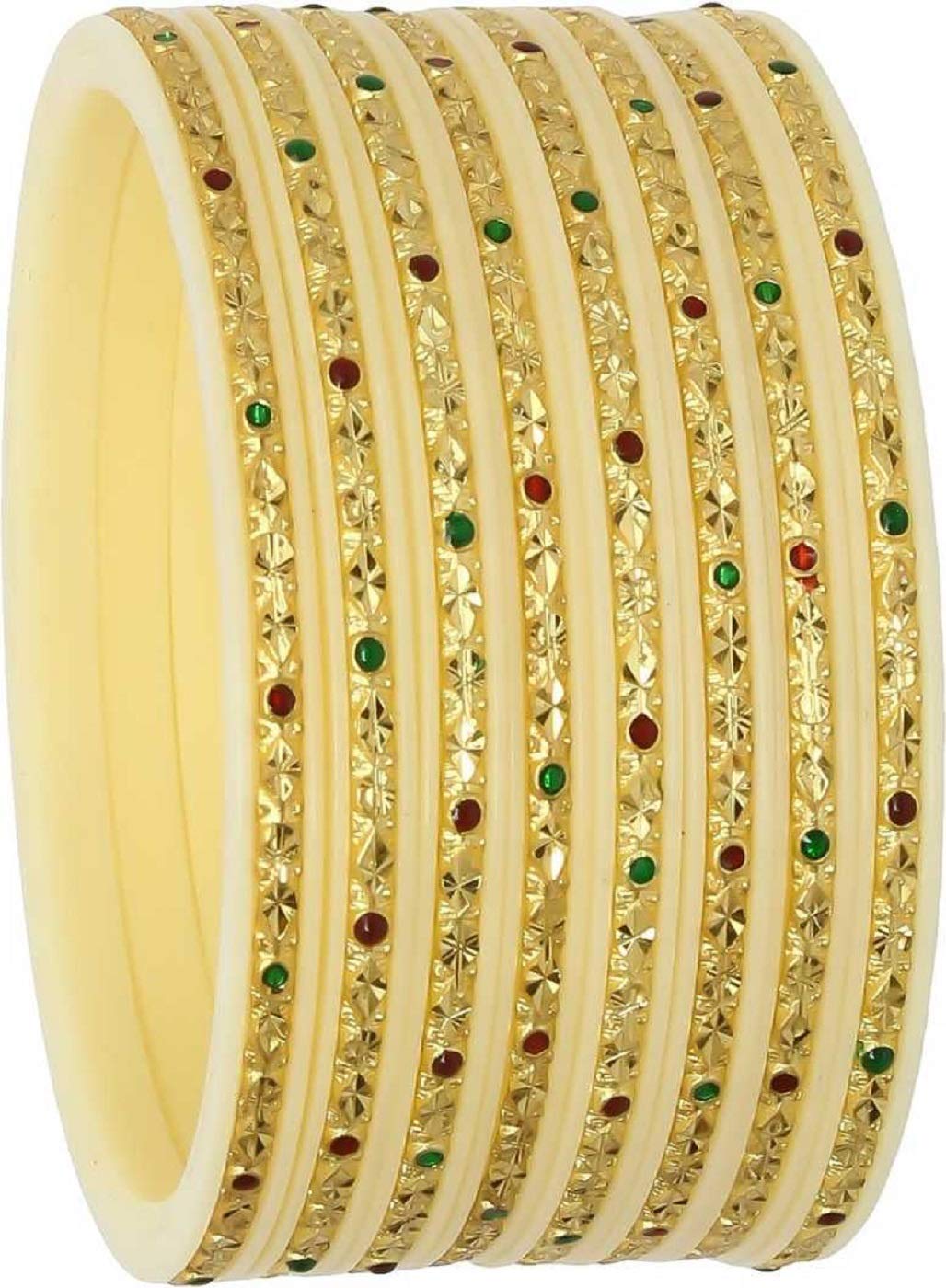 CIJ Nx Chintamani Plastic Gold-plated Bangle Set (Pack of 8) (White, 2.4) (B08LNWM3YK) Amazon Price History, Amazon Price Tracker