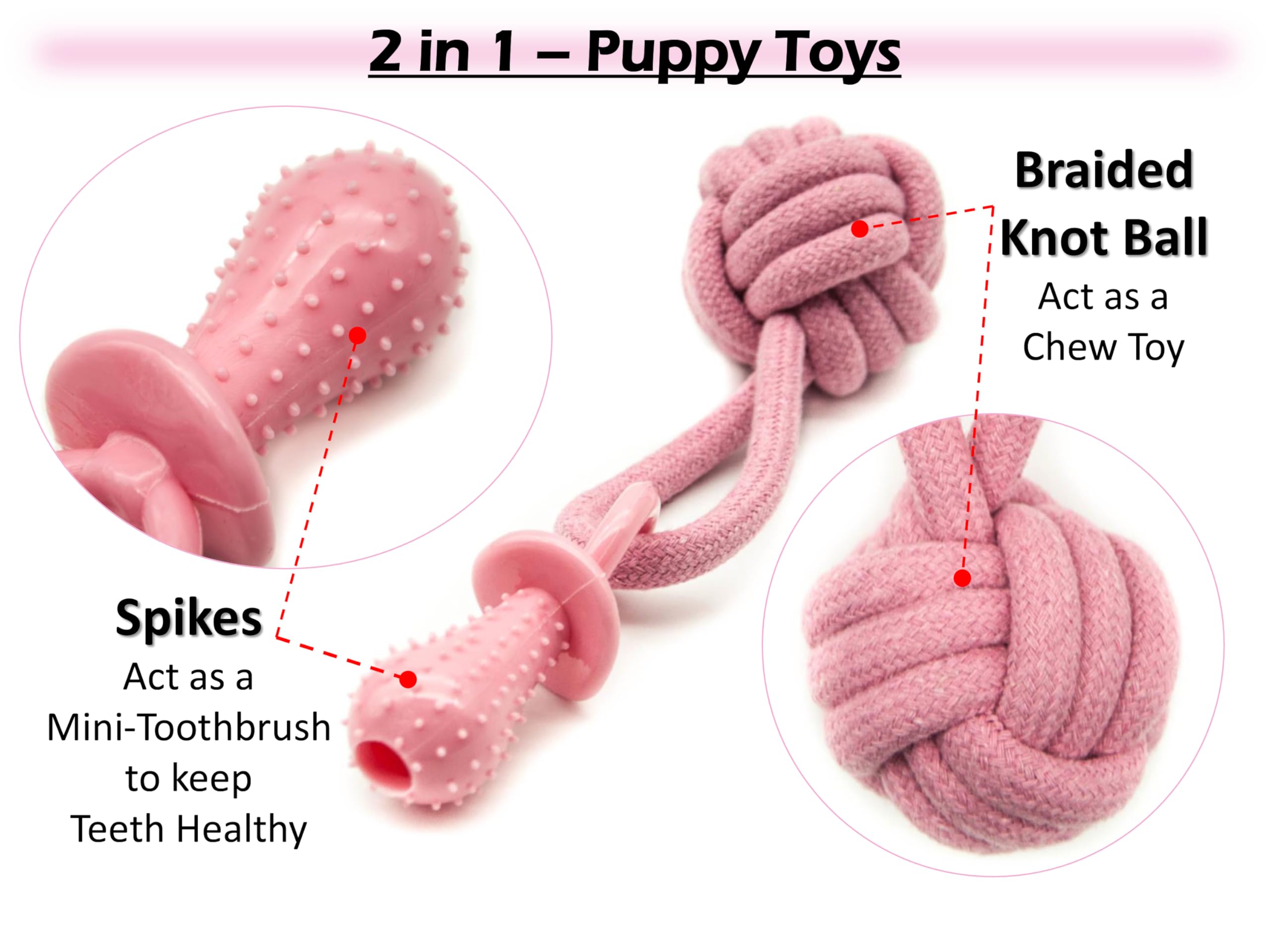 Petopedia 2 in 1, Braided Knot Balls for Dogs with Dummy, Puppy Chew Toys, Rope Toys - Image 4