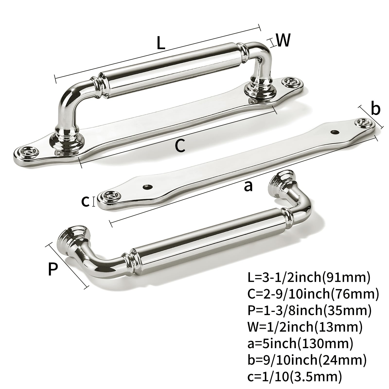 Polished Nickel Cabinet Pull - 279BP, 3 in (76 mm) — KHTUMEWARE