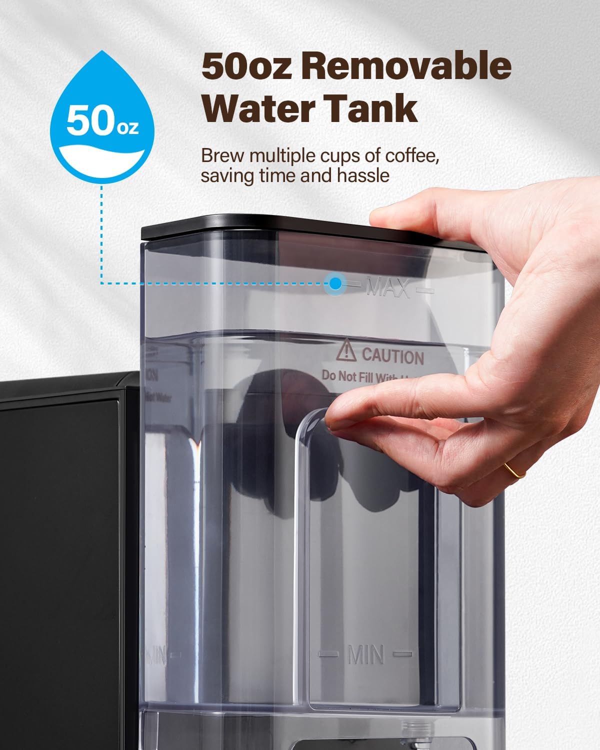 SHARDOR Single Serve Coffee Maker Upgrade, Hot & Iced Coffee Machine for K Cup and Grounds, 6 to 14 oz Brew Sizes, 50 oz Removable Water Tank, Bold Brew Setting, Pod Maker with Reusable Filter, Black - Image 5