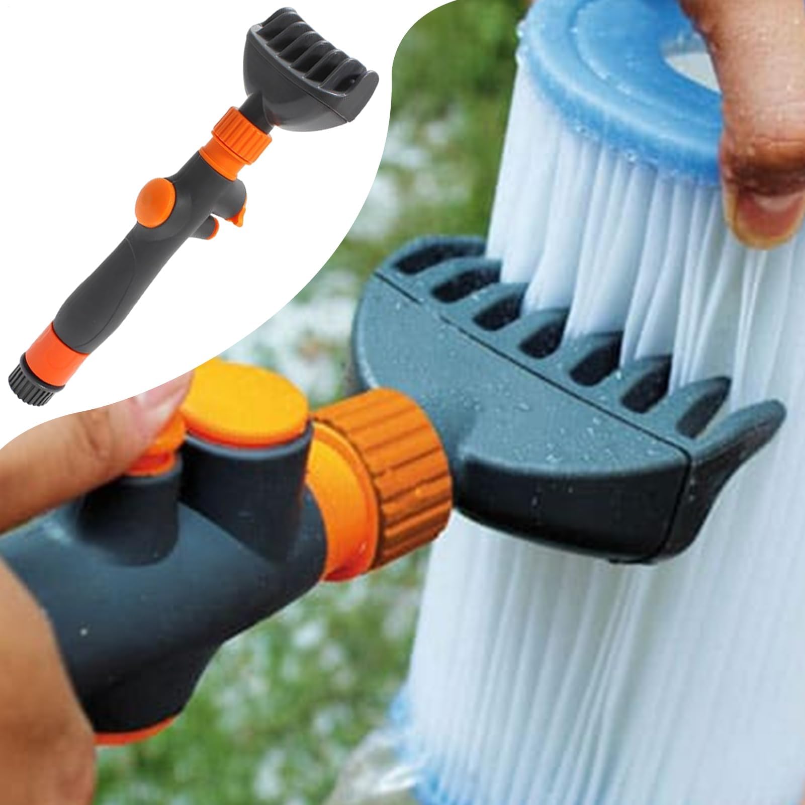 Cepillos de limpieza de filtro de piscina, cepillo de limpieza rápido de mano resistente, limpiador de cartucho de peine de filtro de piscina, para manguera de jardín, jacuzzi, hojas de hogar