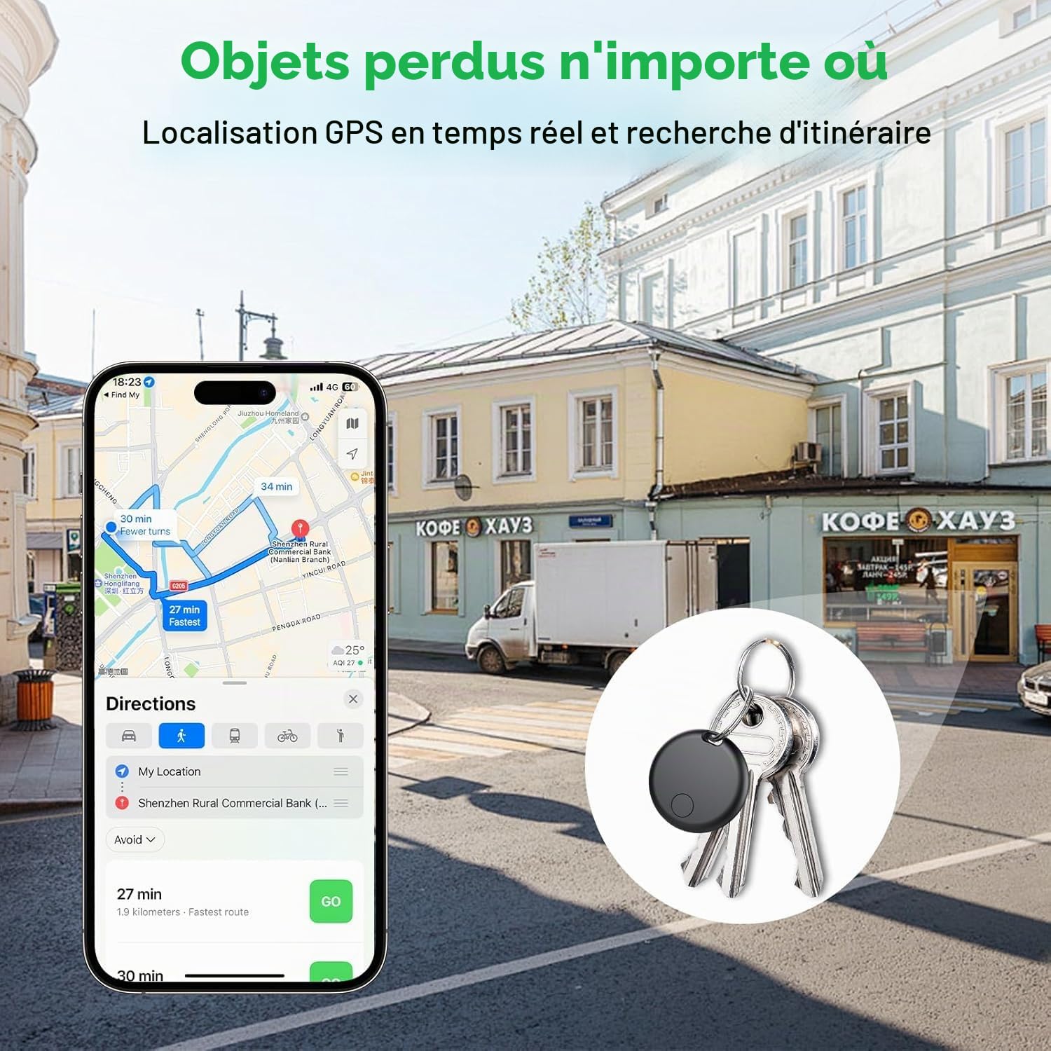 Smart Air Traceur Tag, Apple Traceur Lot de 4, Localiser Fonctionne avec Apple Find My(Uniquement iOS), Batterie Durée de Vie d'un an, Localisateur de Clés/Portefeuilles/Valises/Sac à Dos