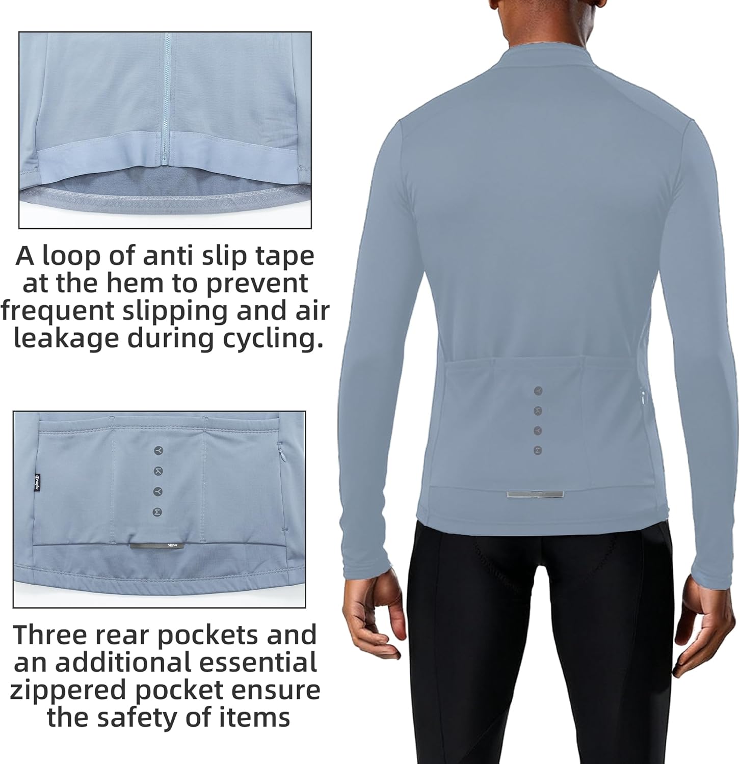 YKYWBIKE Cycling Jersey Men Long Sleeve Thermal Fleece Cycling Jackets for Men Bike Jackets Winter Cycling Clothing