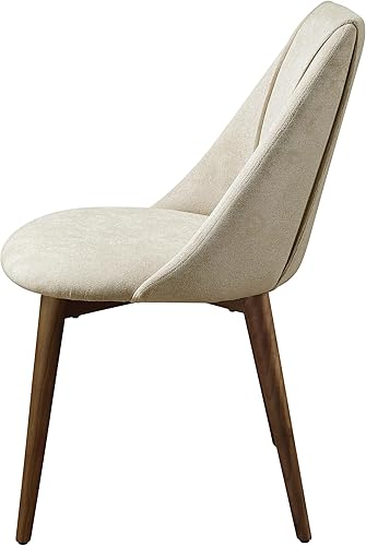 Miniatura 4 de Acme Willene - Silla auxiliar de tela contemporánea en beige/nogal (juego de 2)