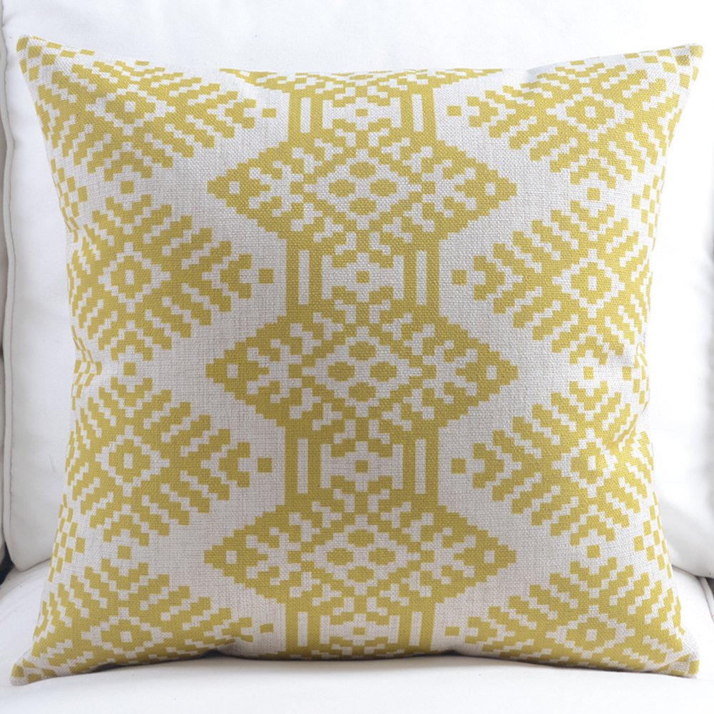 Oreiller en coton style Asie du Sud-Est 45x45 cm avec motif géométrique abstrait