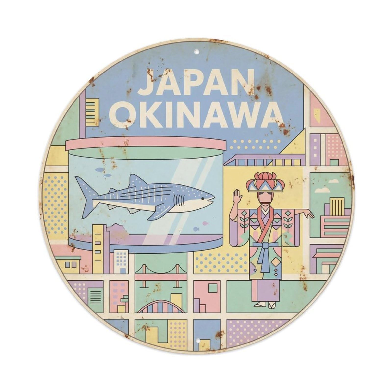 Odgynaw 8X8inch(20X20cm) Japan Okinawa Island Ocean Coast Resort East Asia Metal Tin Sign