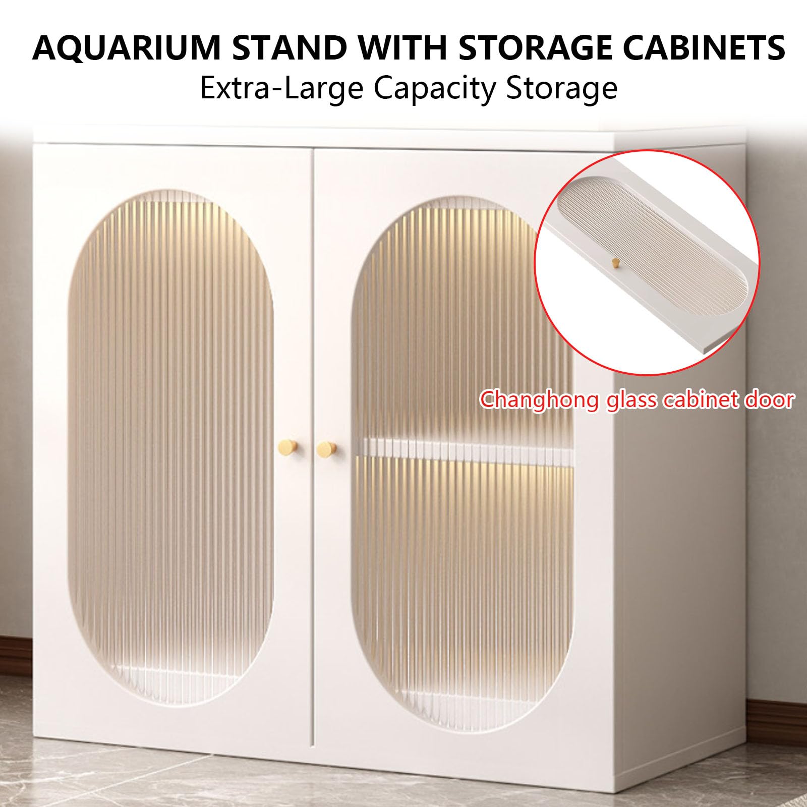 Support d'aquarium multicouche avec portes d'armoire en verre, matériau de 16 mm d'épaisseur, convient pour les maisons, les bureaux et les études, 80 x 45 cm