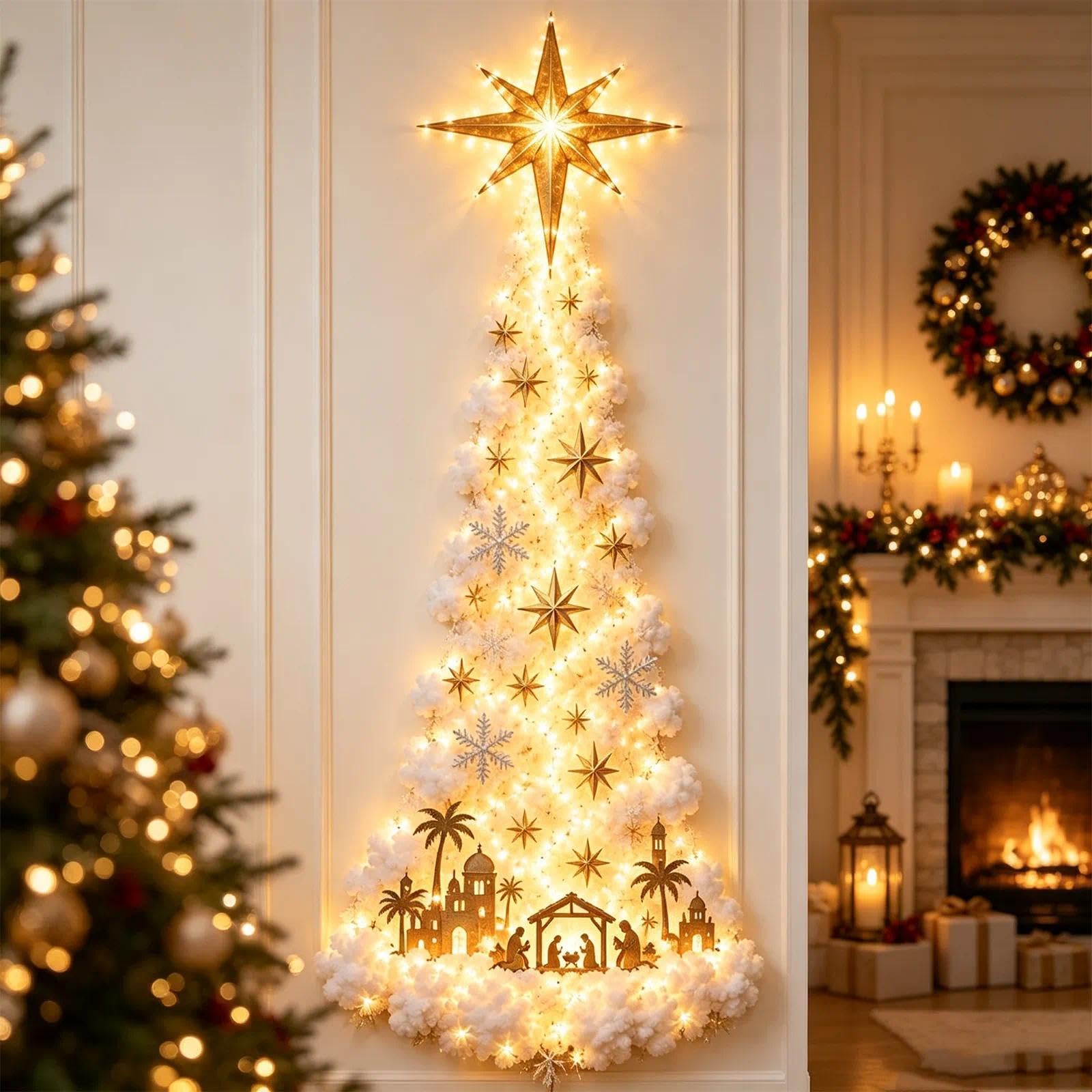 Christmas Magic Trail Wall Light, LED Cascading Christmas Wall Decor
