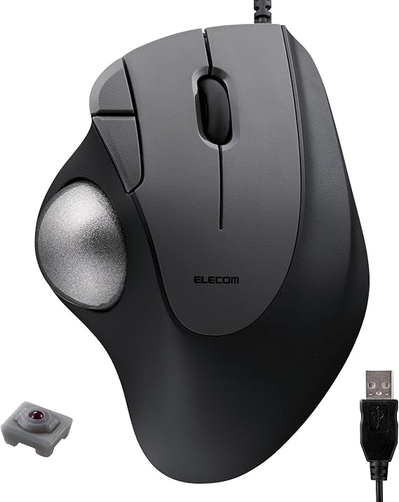 ELECOM Ergonomic Comfort Design Trackball IST Wired USB-A Connection ، تتبع سلس مع Ruby Ball Bearing ، 36mm Ball ، Thumb Control ، متوافق مع Windows و PC و Mac Black (M-IT10URBK)