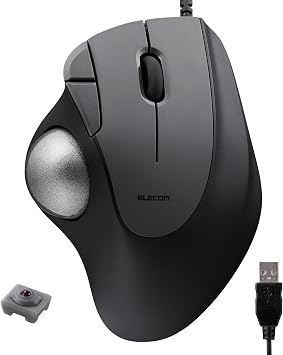 ELECOM Ergonomic Comfort Design Trackball IST Wired USB-A Connection ، تتبع سلس مع Ruby Ball Bearing ، 36mm Ball ، Thumb Control ، متوافق مع Windows و PC و Mac Black (M-IT10URBK)