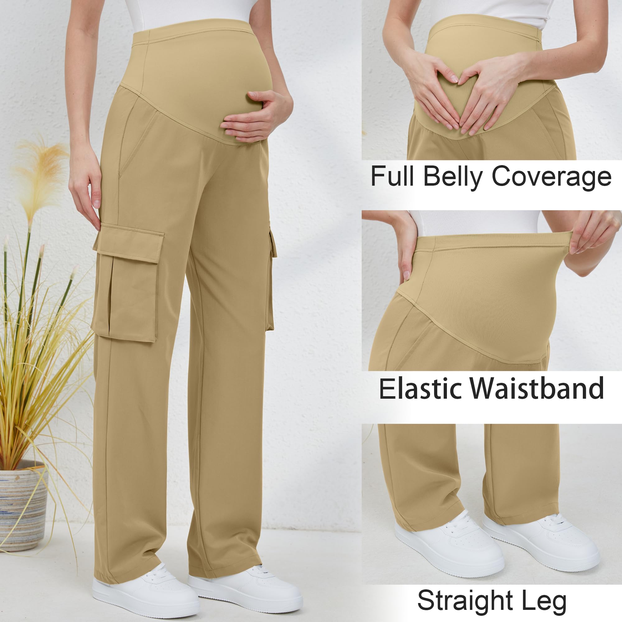 GLAMIX Damen-Cargohose mit vier Taschen über dem Bauch, Scrub-Hose, Schwangerschaftskleidung