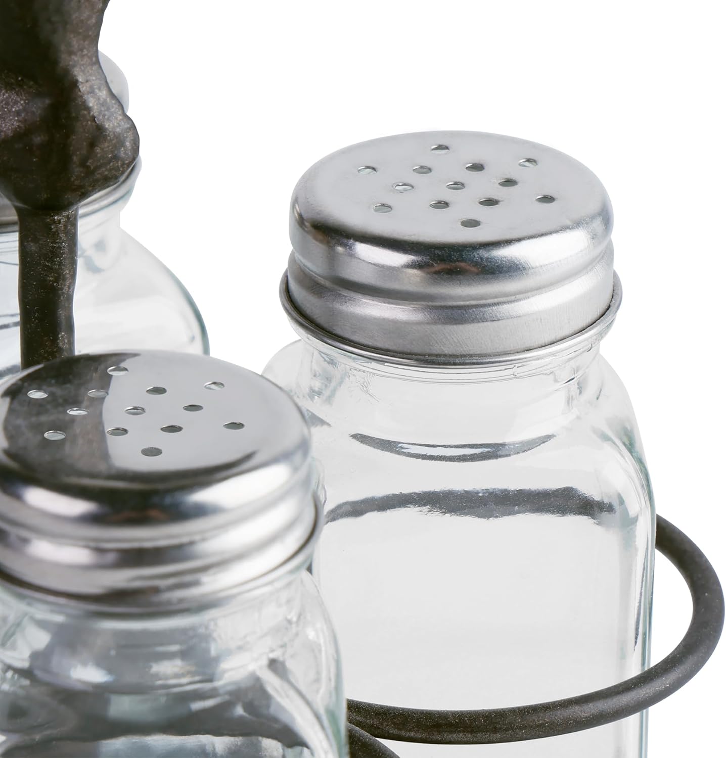 Farmhouse Round Spice Rack for Countertop Metal Rooster Spice Shelf Organizer for Kitchen Cabinet, Counter or Pantry Space Saving Free Standing Spice Holder with 4 Glass Jars, Black