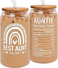 Pawzity Aunt Gifts - Auntie Gifts from Niece Nephew - Birthday, Mothers Day, Christmas Gift for Auntie Aunty - Gift for New Aunts, To Be Aunts - 16 Oz 2-sided Can Glass