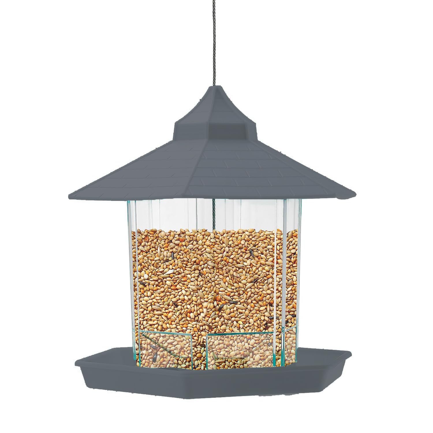 Homestic Bird Feeder for Balcony Grill|PP Grain Holder for Garden, Outdoor|Stylish Hut Shape with Hanging Wire (Grey) (B0D62GX4GQ) Amazon Price History, Amazon Price Tracker