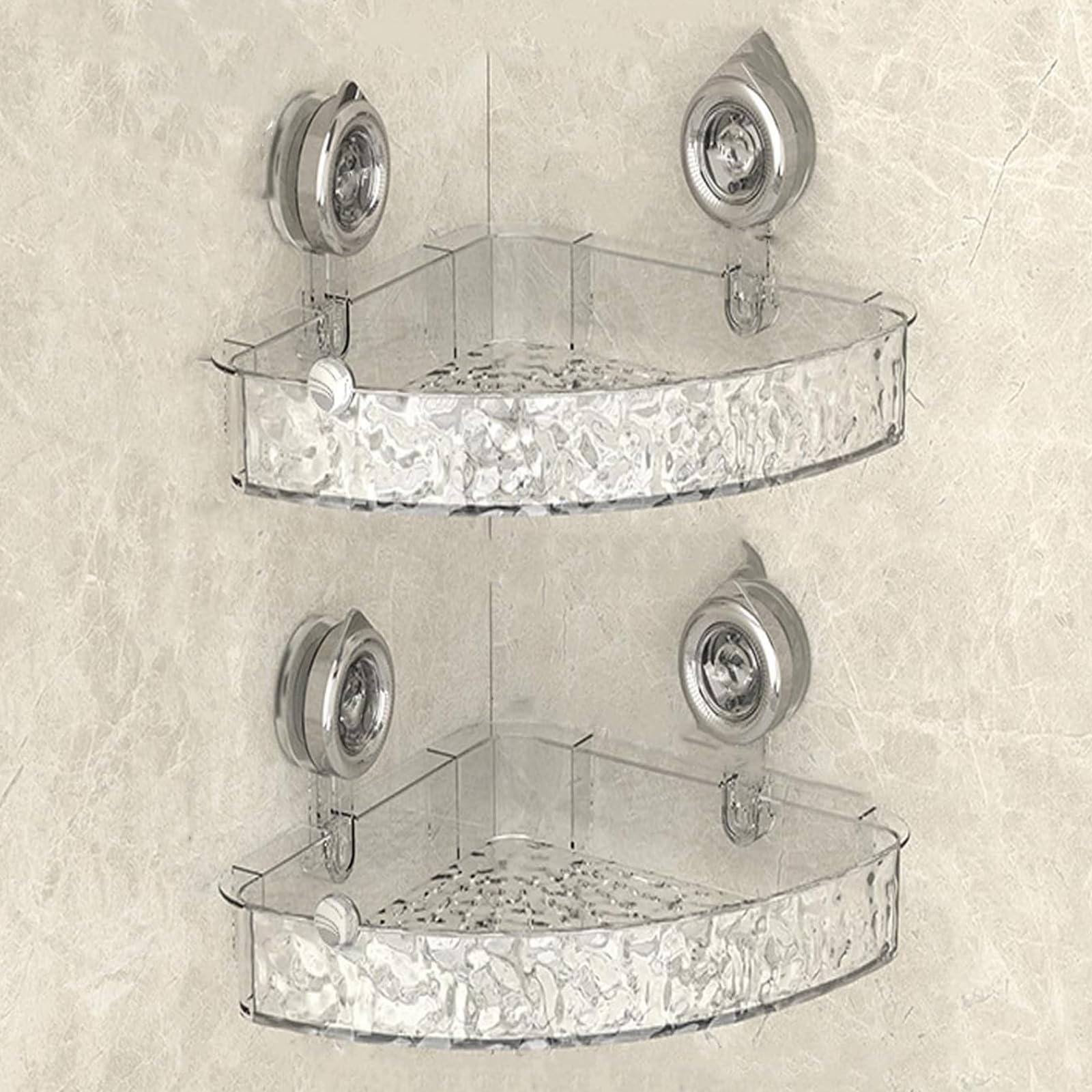 Heykomi Raidley No Drill Clear Wall Caddy Raidley Bathroom Storage Shelf Drill-Free Removable Storage No-Drill Clear Wall Caddy
