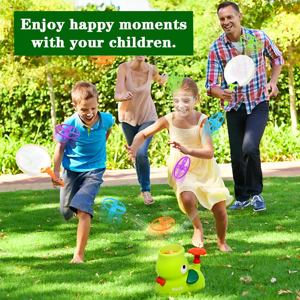 Jouet Extérieur 3-10 Ans Garçon Fille, Jouets Hélice Extérieur, Frisbee Jeux pour Enfants, Flying Disc Launcher, Jeux Extérieur Enfant Jardin, Jouet Enfant 3-10 Ans