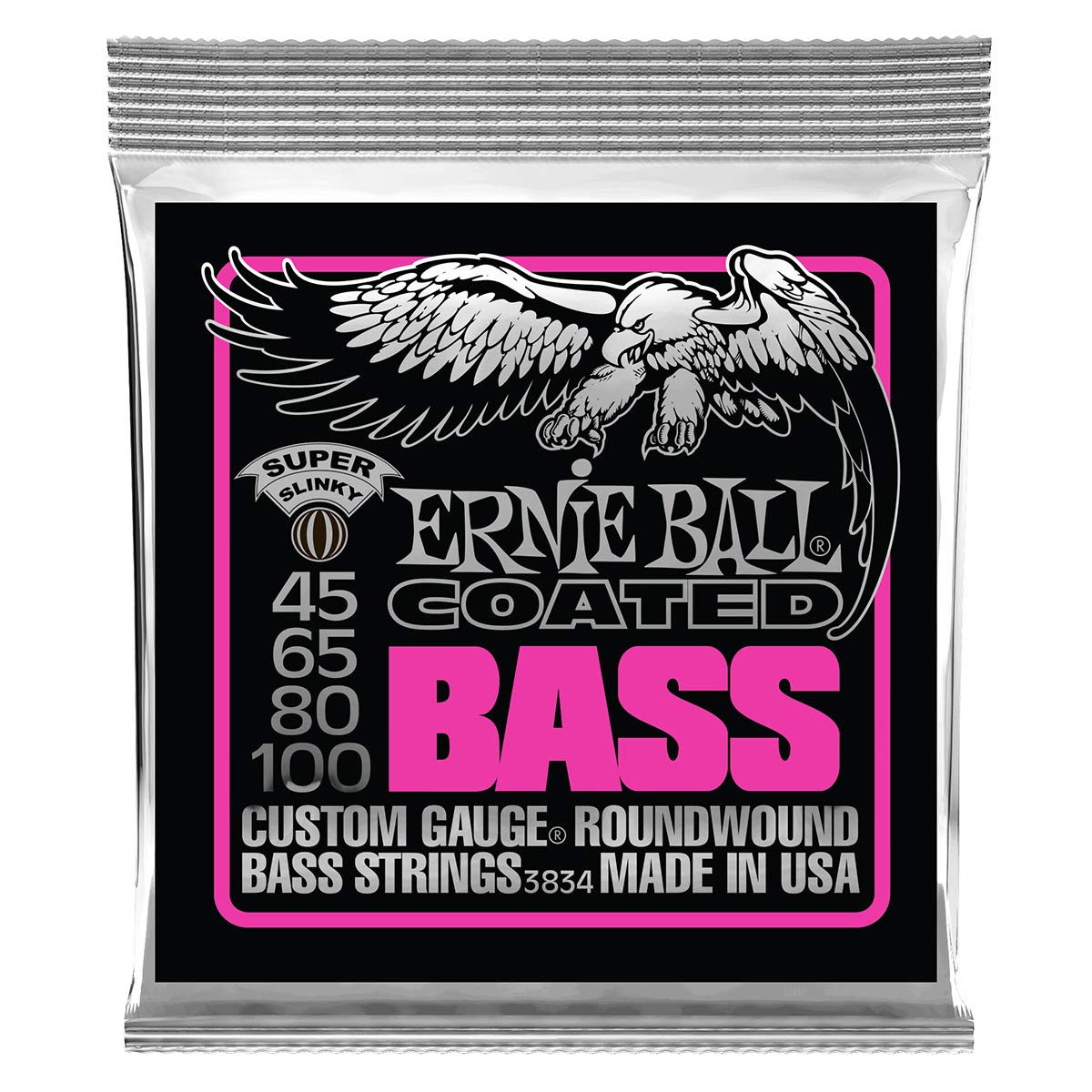 Ernie BallSuper Slinky Coated Electric Bass Strings - 45-100 Gauge
