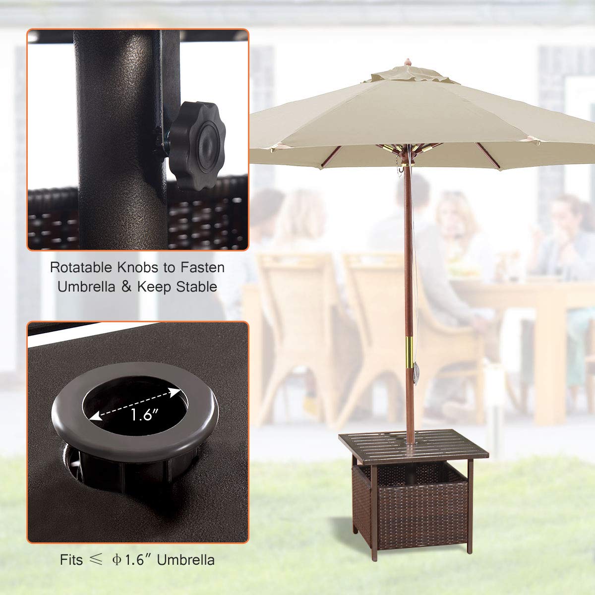 Buy Giantex Outdoor Side Table with Umbrella Hole, Rattan/Wicker