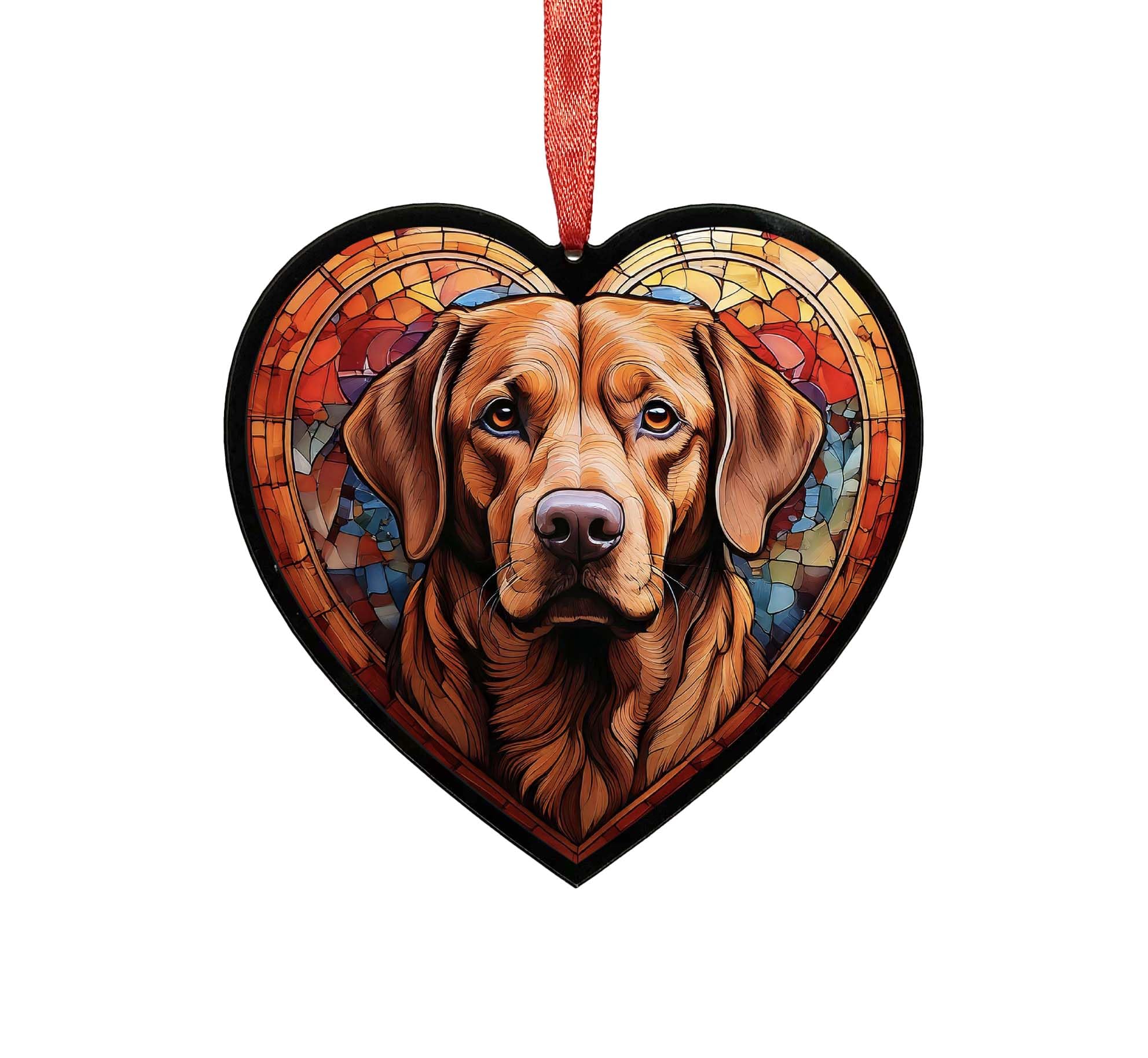 Fox Red Labrador Heart Suncatcher - Memorial or Gift for Dog Lovers - 19cm