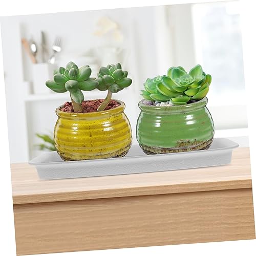 Miniatura 8 de Housoutil 6 bandejas rectangulares de plástico para goteo, platillos para plantas, platillos para macetas, bandeja de drenaje para macetas,