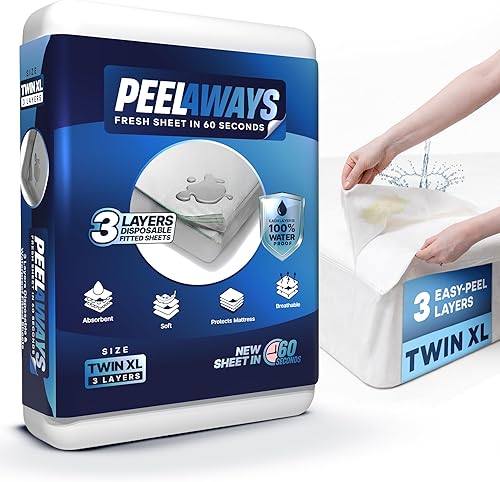 Sábanas bajeras desechables de PEELAWAYS, protector de colchón 100% impermeable diseñado especialmente para la incontinencia, lujosamente suave, se