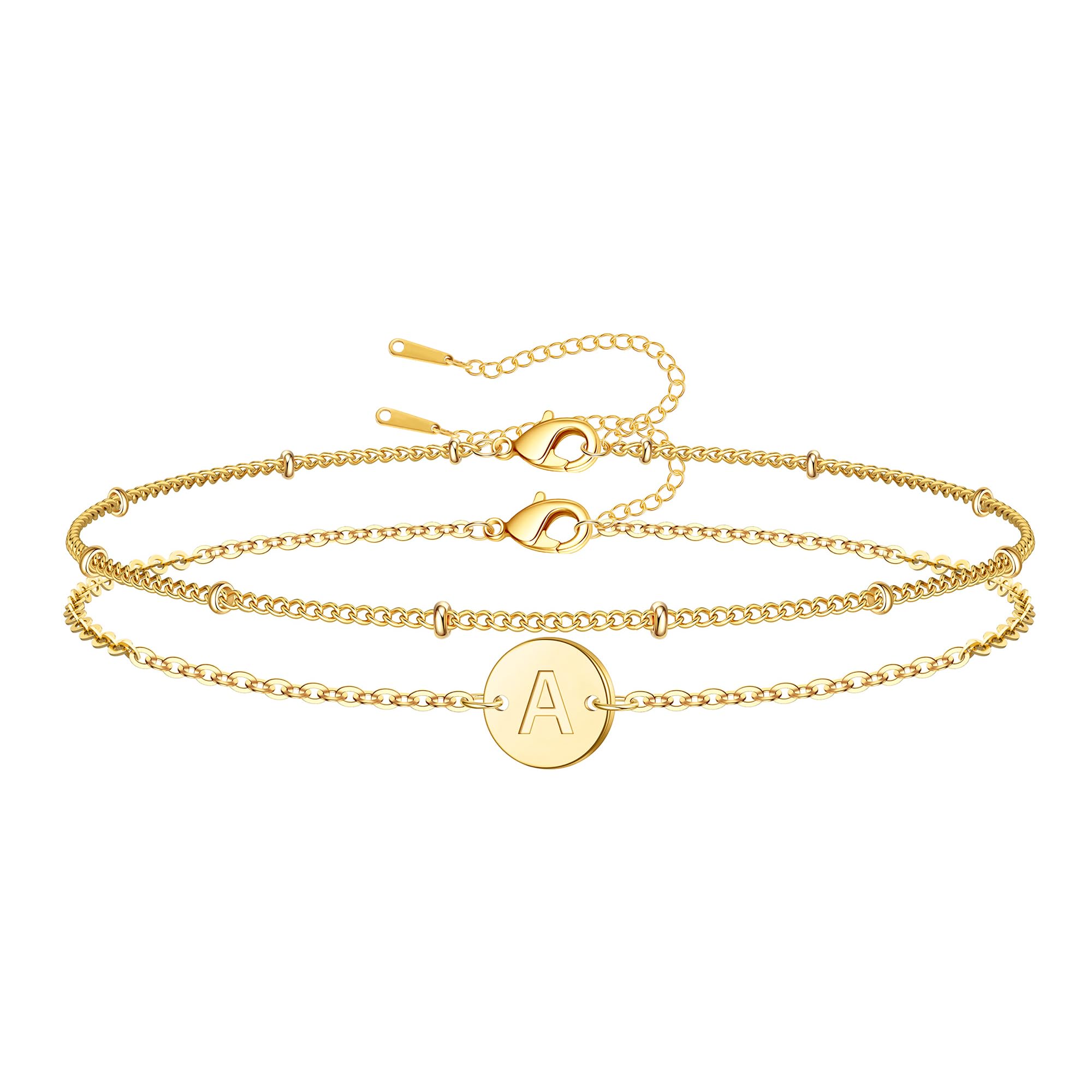 RMMD Armband Damen Gold Silber, Gold Armband mit Buchstaben Damen Personalisiertes Buchstaben Silber Armbänder Schmuck Geburtstagsgeschenke für Frauen Mädchen