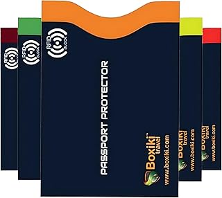 RFID Blocking Passport Sleeves, Set with Color Coding. Identity Theft Prevention RFID Blocking Envelopes (Set of 5 Passport Holders), Navy Blue, Passport - 5 Pcs