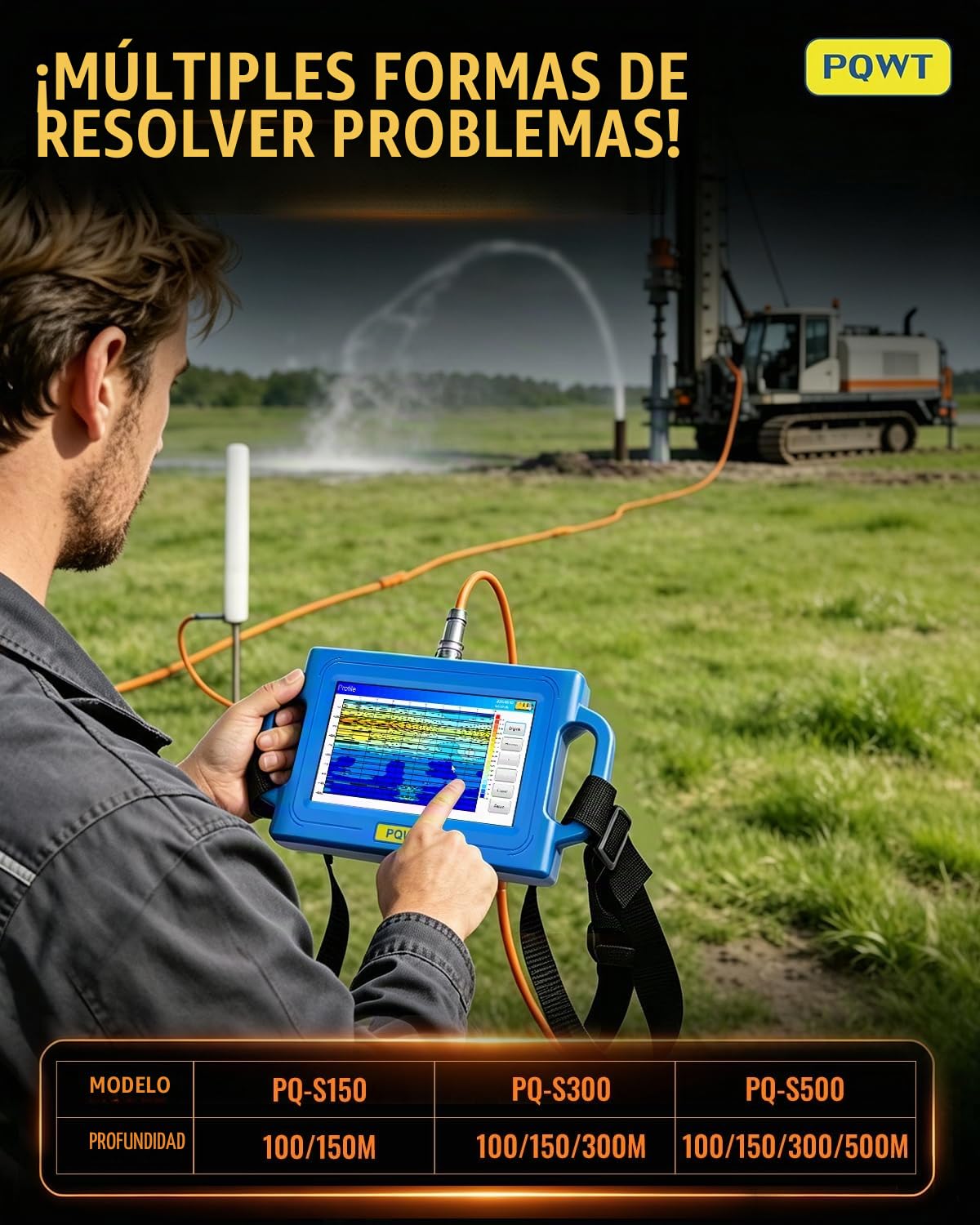 Detector de Agua Subterránea con Profundidad de 328/492/984/1640 Pies