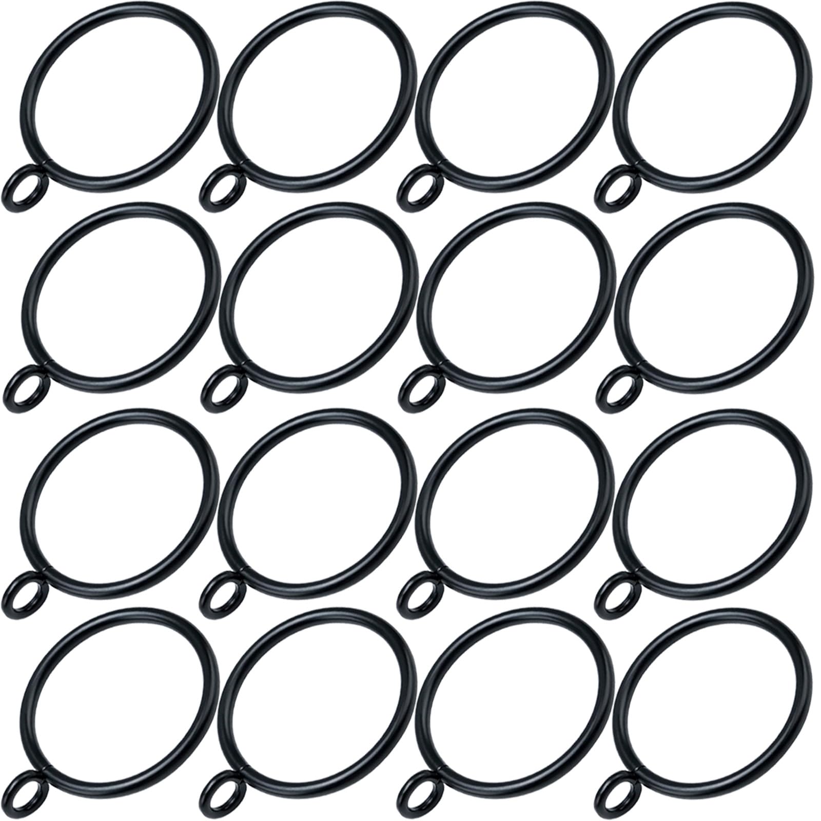 Photo 1 of 16 Pack Curtain Rings with Eyelets, Metal Clip Rings Black Hanging Drapery Drapes Bows, 1 Inch Diameter, Fits up to 5/8" Rod