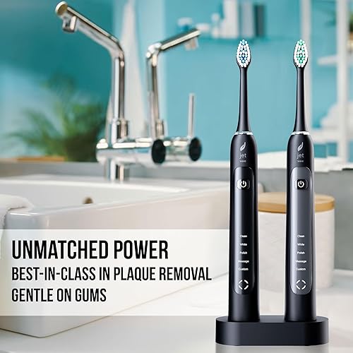 Miniatura 9 de Acteh Sonic - Juego de cepillos de dientes eléctricos duales 5 modos temporizador inteligente de larga duración batería de 2 cepillos de dientes