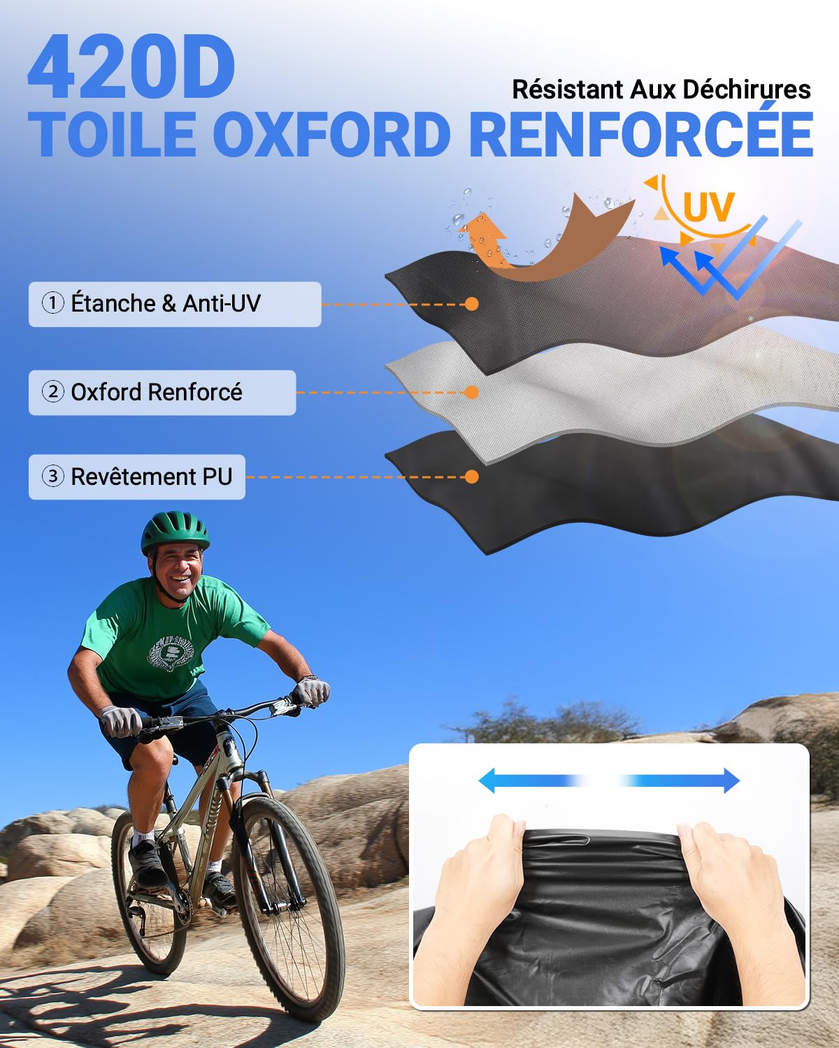 SUPAREE Housse de Protection Velo Exterieur Housse Velo Transport Porte Velo Bache Velo pour Camping Car pour 2 à 3 Vélos 420D Oxford Heavy Duty Impermeable pour Voiture Voyages