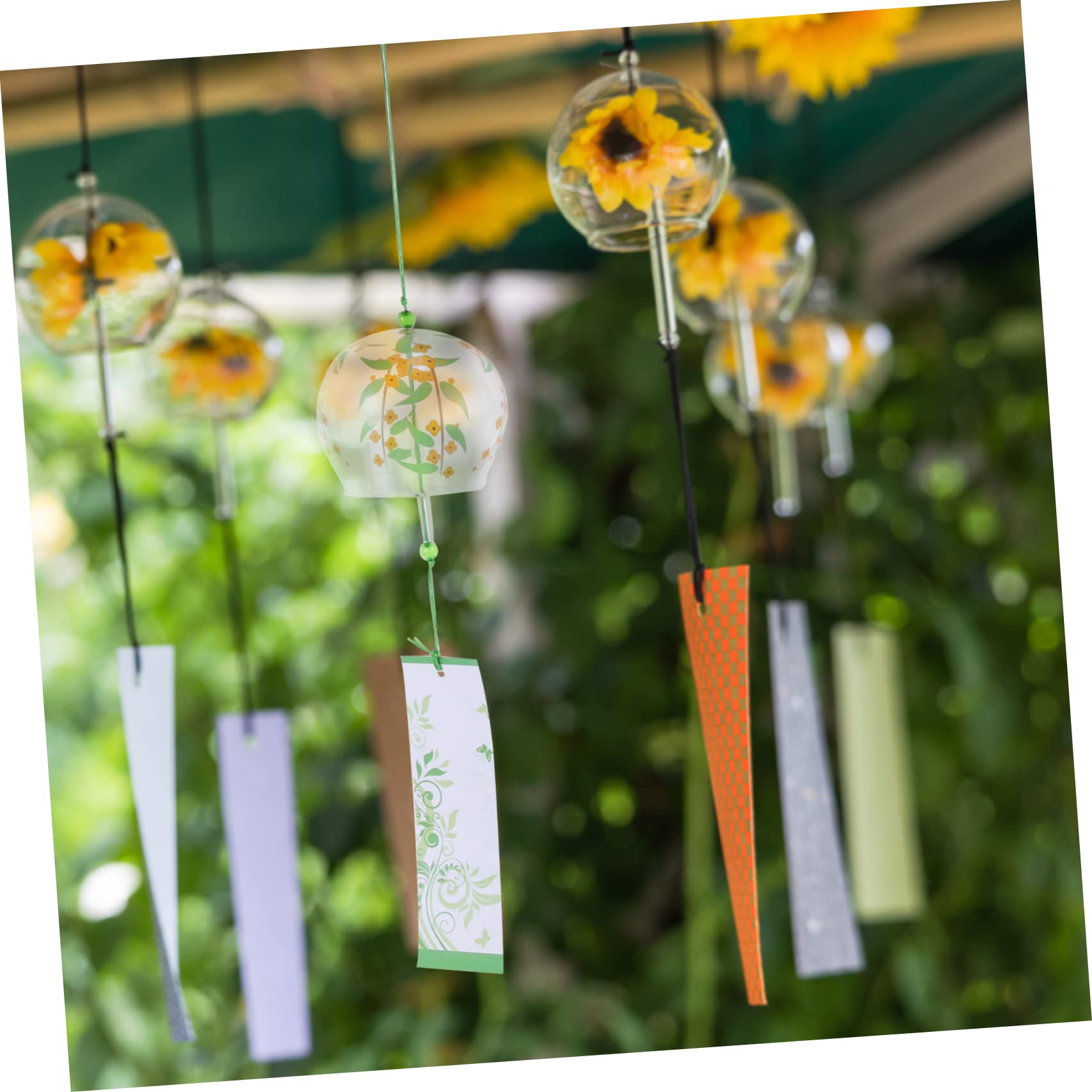 Abaodam Campanelli Vento in Vetro 4 Pezzi per Decorazioni da Giardino e Cortile, Sospesi per Ambiente Rilassante Stile Semplice e Moderno