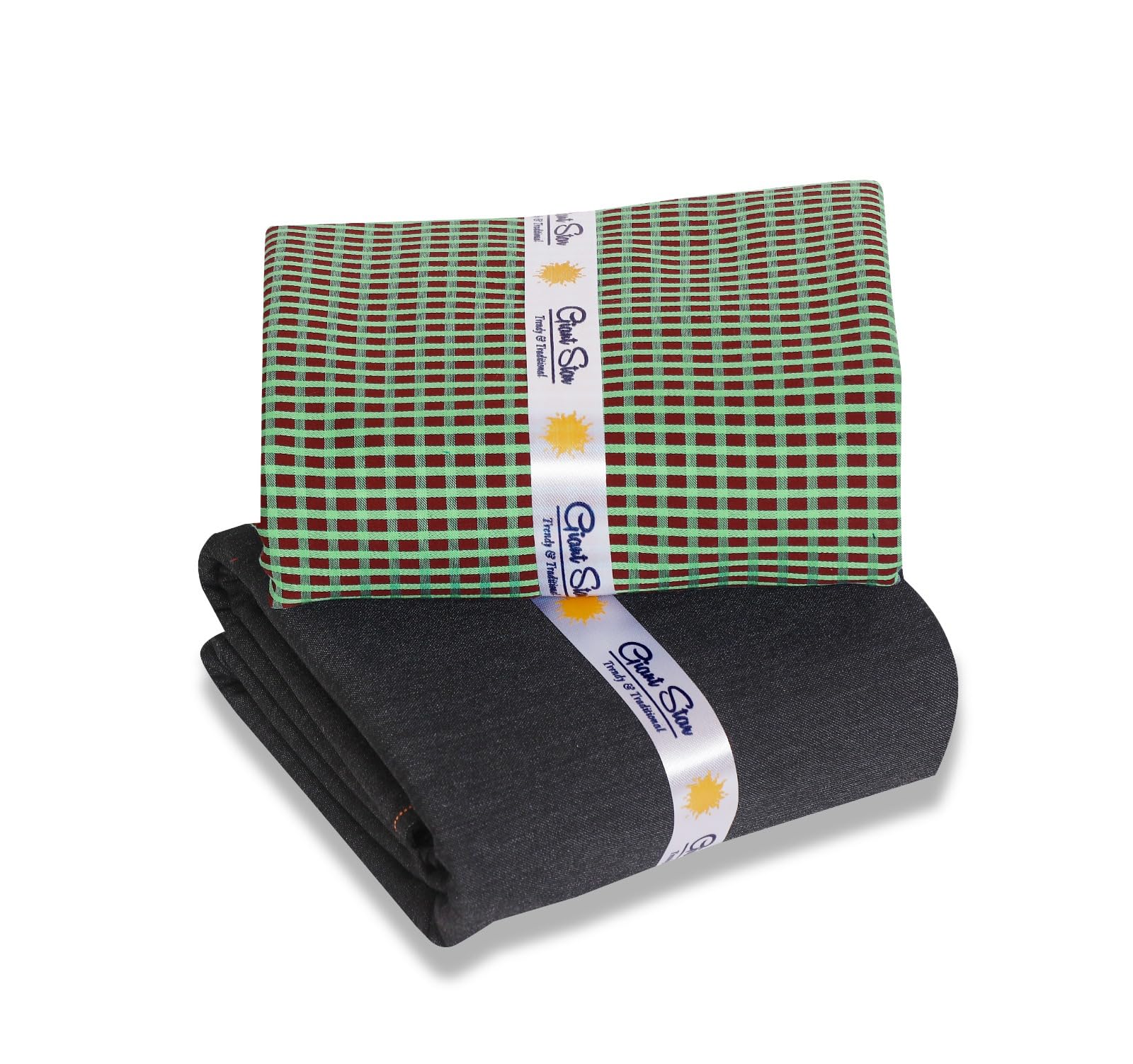 giant star Untitched Chandryan Collection Check Print Shirt And Trouser Fabric - Cotton Blend Material - 2.25m Shirt Cloth - 1.20m Pant Piece-picture-38