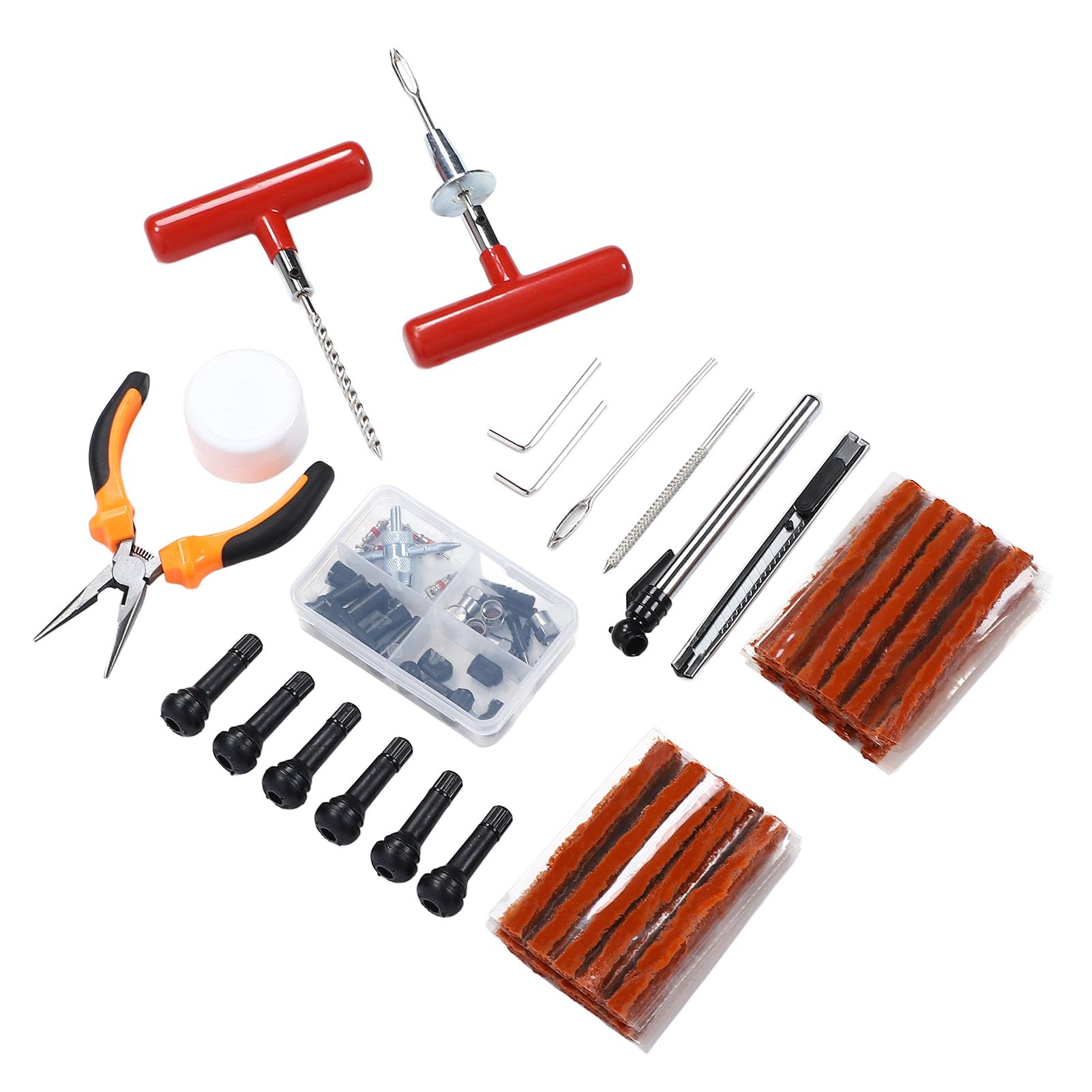 Kit de Reparación de Neumáticos de 98 Piezas, Herramienta Universal de Alta Resistencia para Reparar Pinchazos, con Caja de Almacenamiento para Coche, Motocicleta, Camión,
