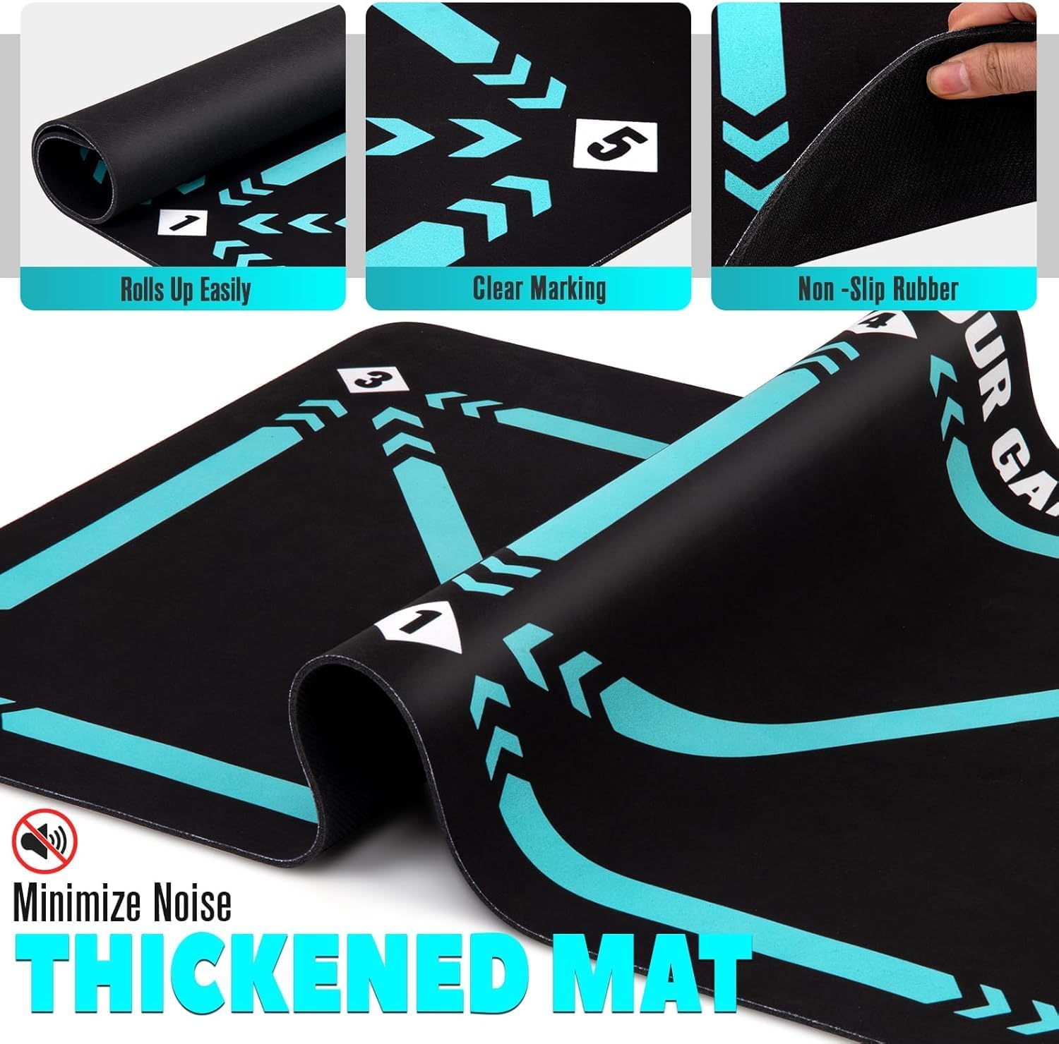 Soccer Training Mat with Kick Trainer & Ball Controller, Adjustable Waist Belt & Elastic Rope, Improve Footwork, Agility & Coordination, Non-Slip Indoor/Outdoor Soccer Training Equipment for All Ages