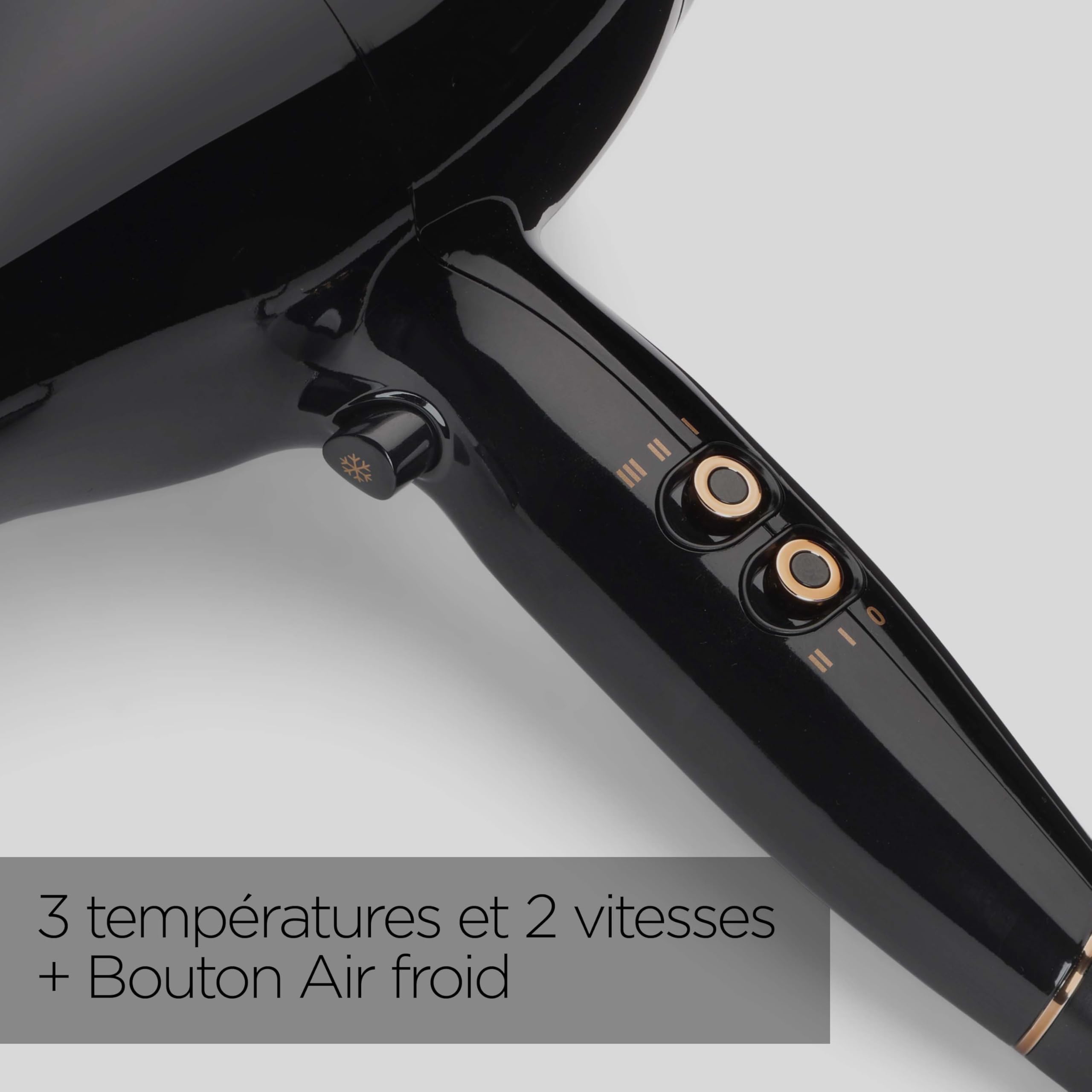 BaByliss Sèche-cheveux Pro Power - Sèche-cheveux puissant de 2300W, Moteur AC Professionnel, Technologie Ionique Anti-Frisottis, 3 réglages de température & 2 réglages de vitesse, Noir, D5245E