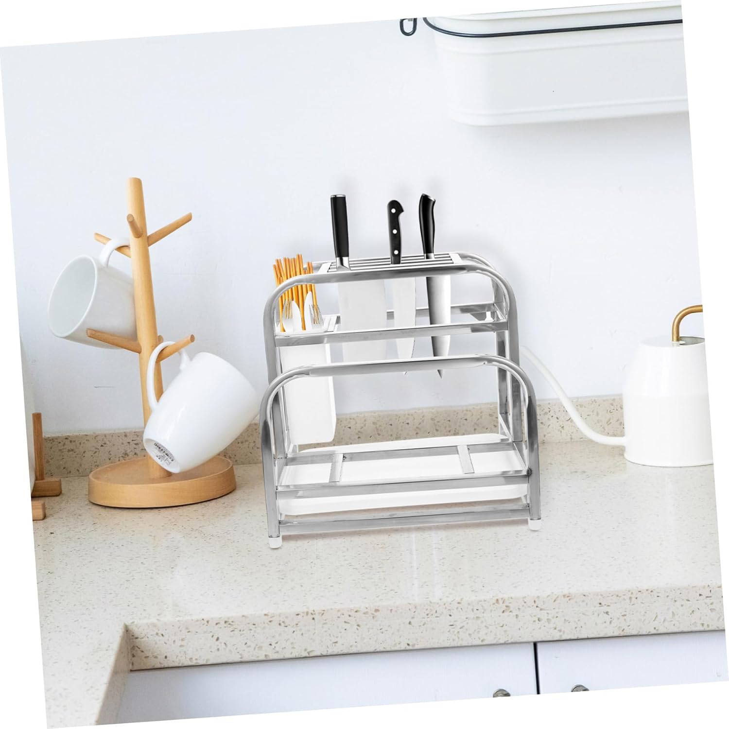 Kitchen Cutter Storage Holder with Ventilated Design Multi Function Knife and Chopstick Organizer for Convenient Drying and Space Saving Portable Kitchen Tool Rack