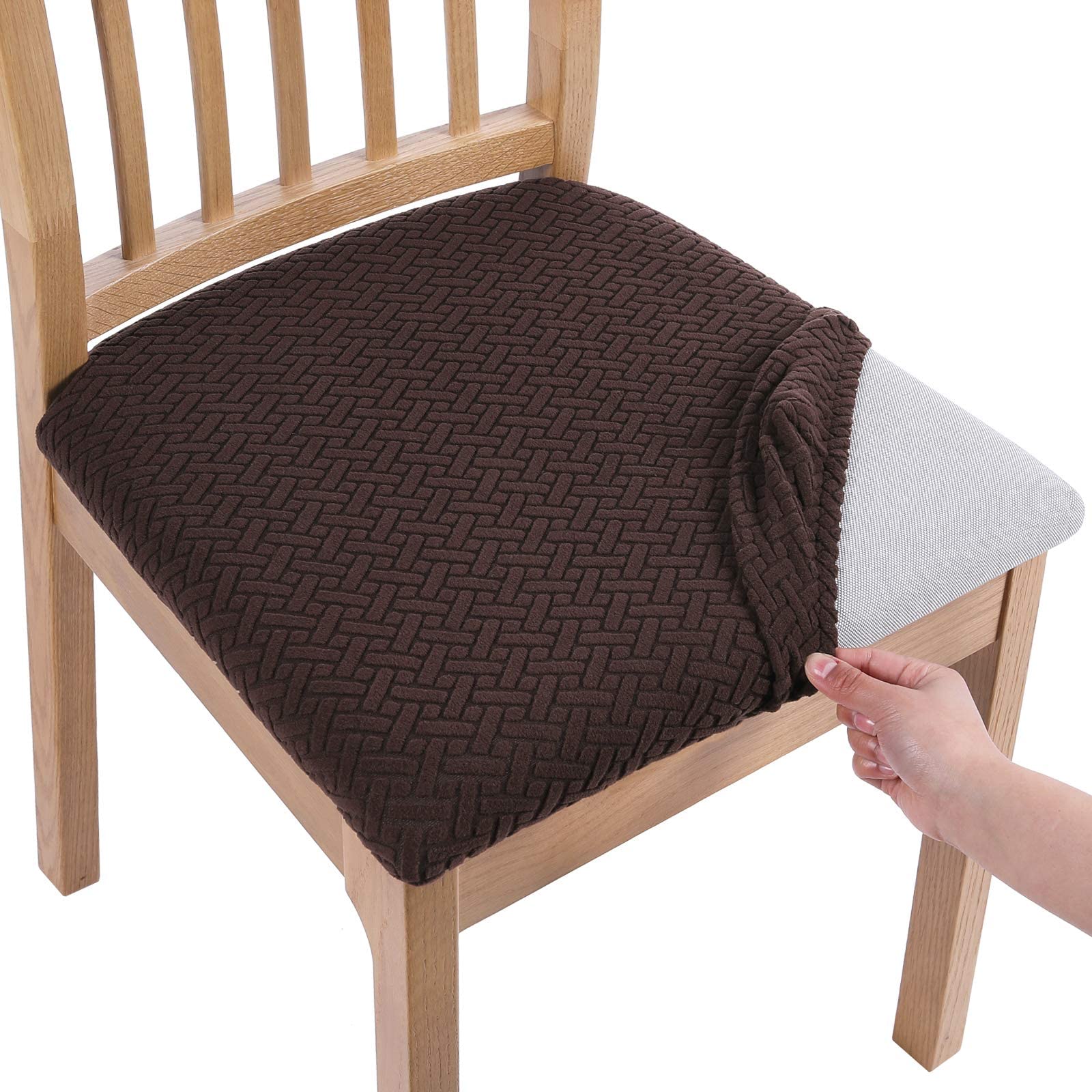Homaxy Housse De Chaise, Housse de Chaise Universelle Lavables, Housse de Salle à Manger Universel, très Facile à Nettoyer et Durable, Facile à Installer (Marron, 6 pièces)