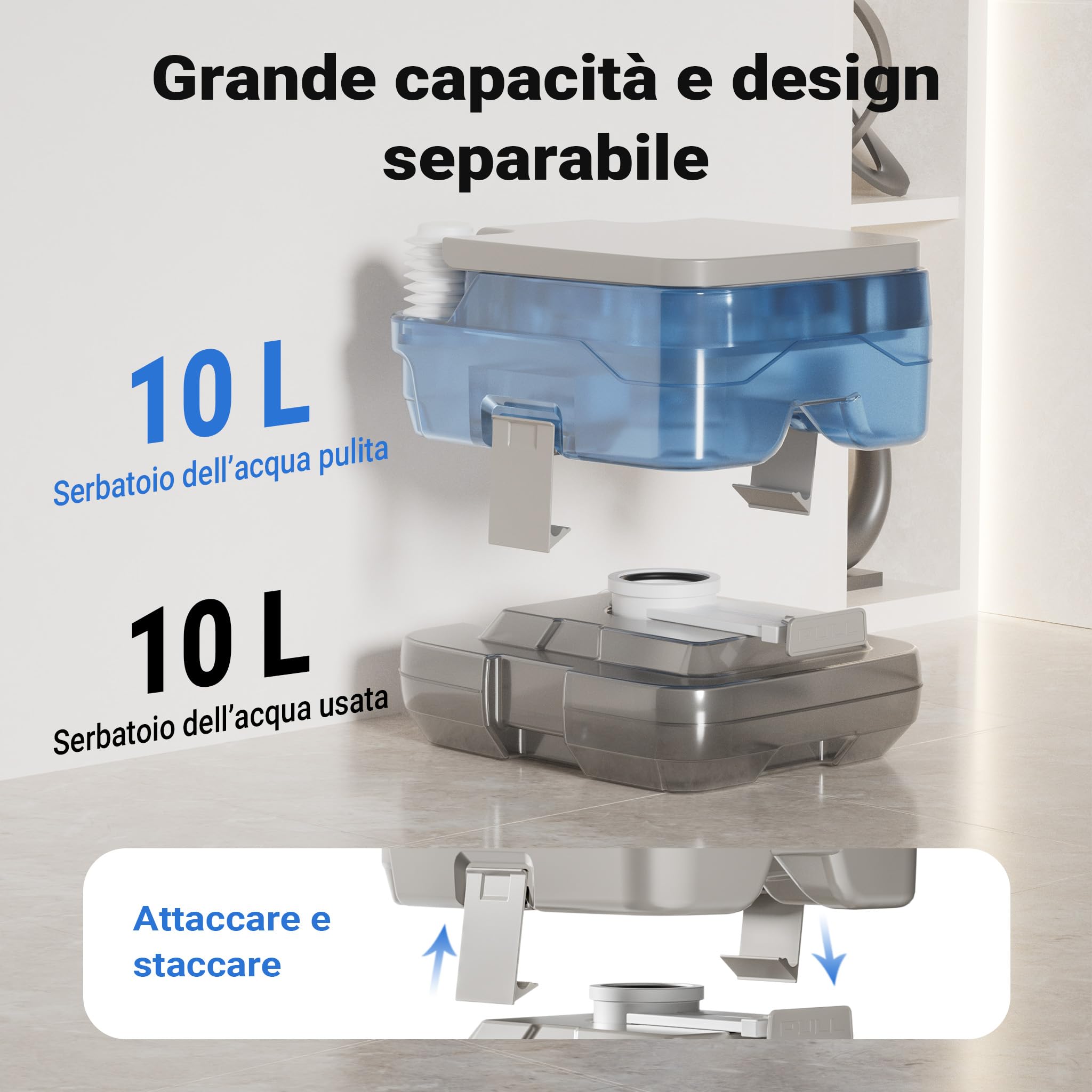 Wiltec WC Portatile 10 l, WC da Campeggio Portatile con Pompa Manuale, Bagno Chimico per Camper Facile da Pulire