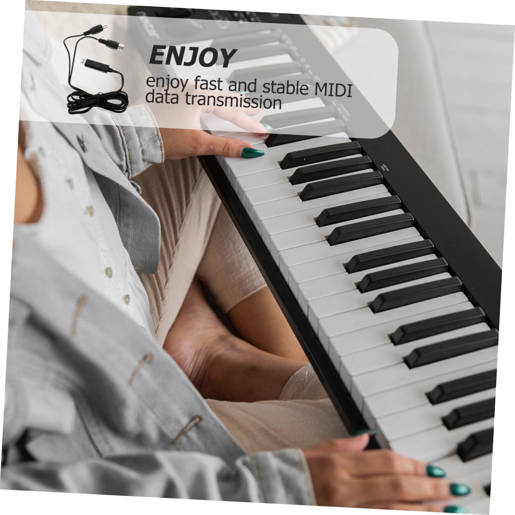 Abaodam 2pezzi Cavo Midi Usb Professionale Per Tastiere Musicali Adattatore Per Pc e Laptop Trasmissione Dati Veloce e Stabile Compatibile Con Windows e