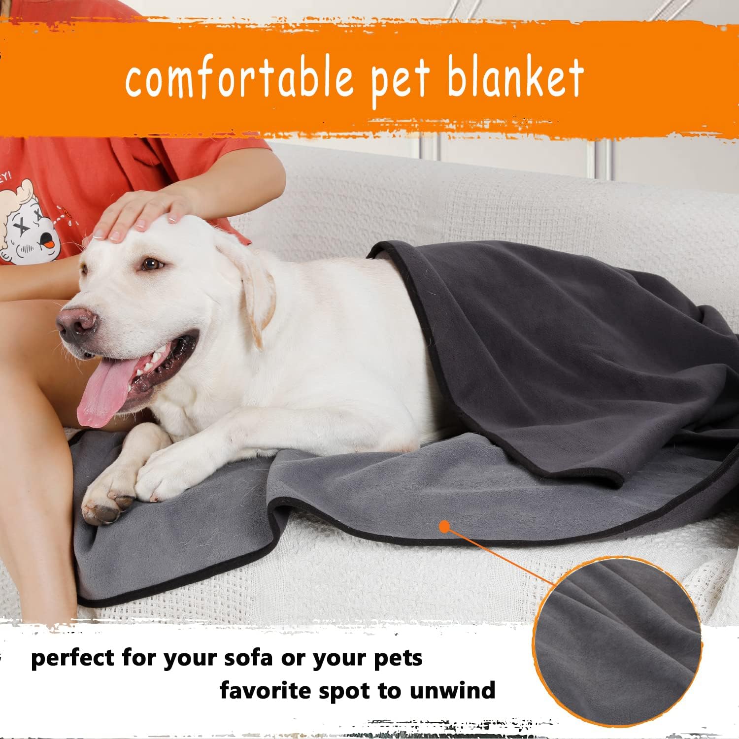 JuWow Waterproof Pet Blankets, Liquid Pee Urine Leak Proof Dog Blanket for Bed, Chair, Couch, Soft Plush Reversible Furniture Protector Cover for Small Medium Large Dogs Cats, Grey (35x30 Inches) : Pet Supplies