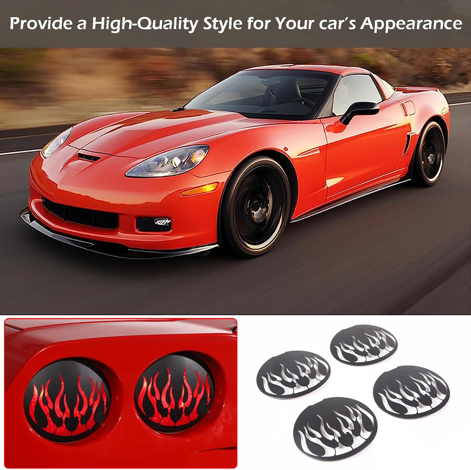 PIUGILH Car Rear Tail Light Cover Trim Fit for Corvette C6 2005-2013 Accessories, Rear Tail Light Protector Cover Guards Stickers Decoration, 4Pcs-Black