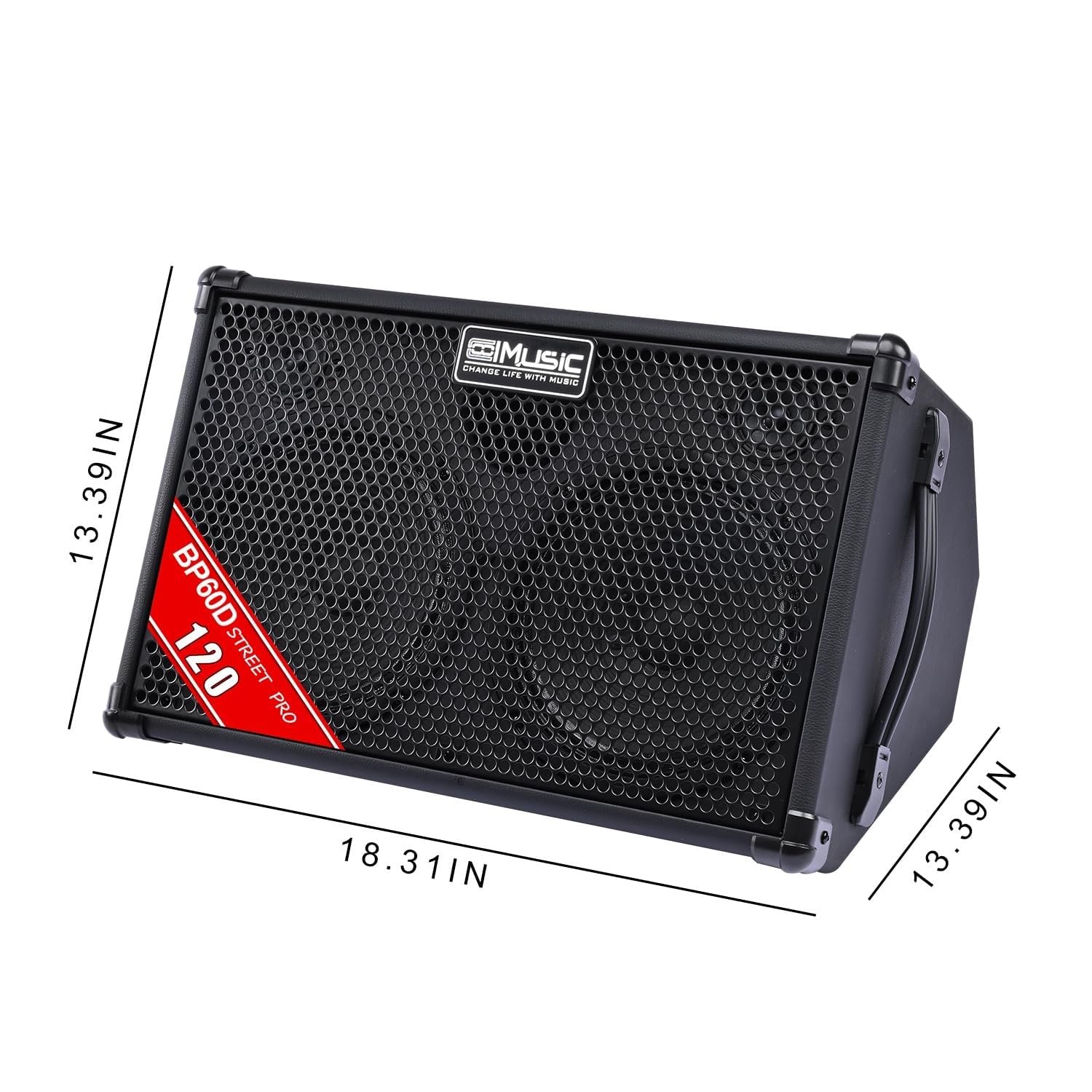 Coolmusic BP60D 60 W x 2 Lautsprecher batteriebetriebener Verstärker für Akustikgitarre, tragbarer Bluetooth-Lautsprecher mit Reverb Chorus Delay-Effekt, 7 Eingänge