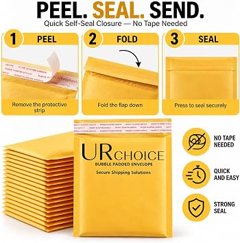 URCHOICE Padded Bubble Envelopes – Premium Postal Wrap Bags for A3, A4, A5, A6 Sizes – Secure Mailing & Shipping Solution (25, A3)