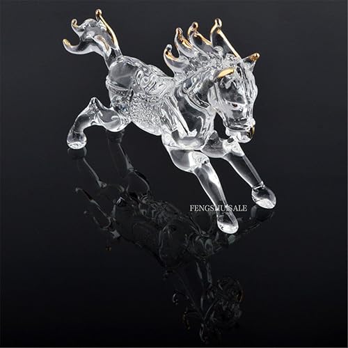 Una escultura de caballo de cristal de Feng Shui con éxito y caballo del zodiaco + pulsera de cuerda roja gratis L1022