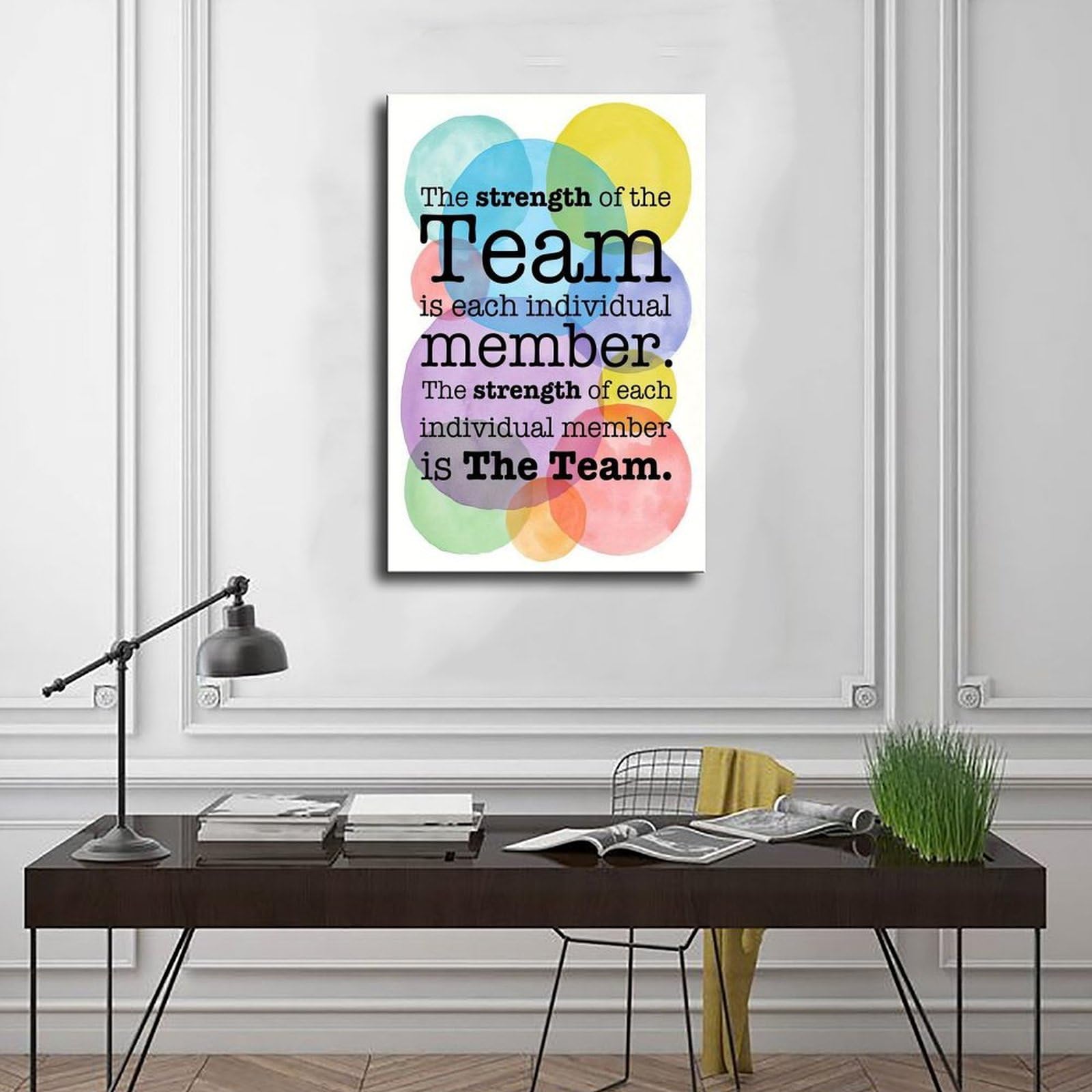 La fuerza del equipo está en cada miembro. La fuerza de cada miembro es el equipo. - Póster de lienzo con citas motivacionales para decoración de pared, pinturas para sala de estar, dormitorio,
